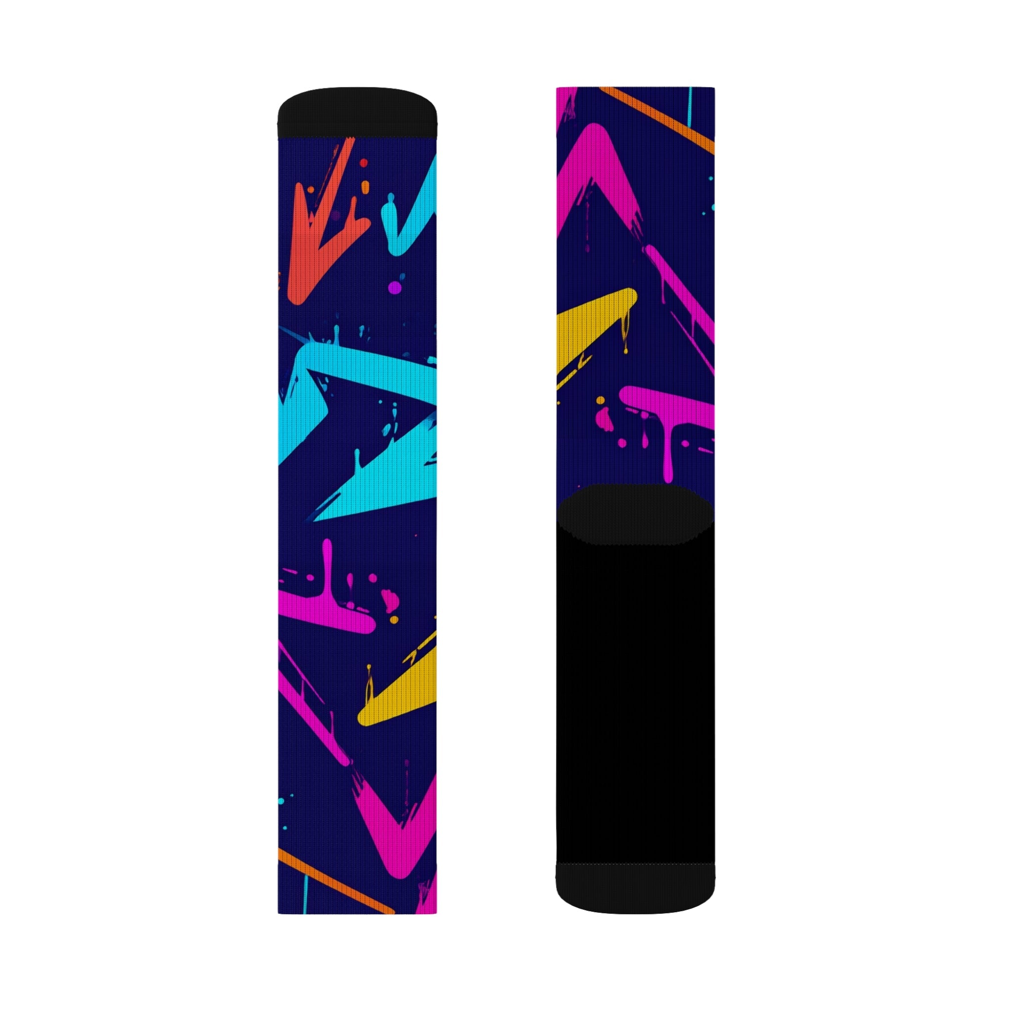 Midnight Neon Crew Socks 90s Abstract Streetwear Gift for Men Women | Bold Colorful Unisex Design - Creosox