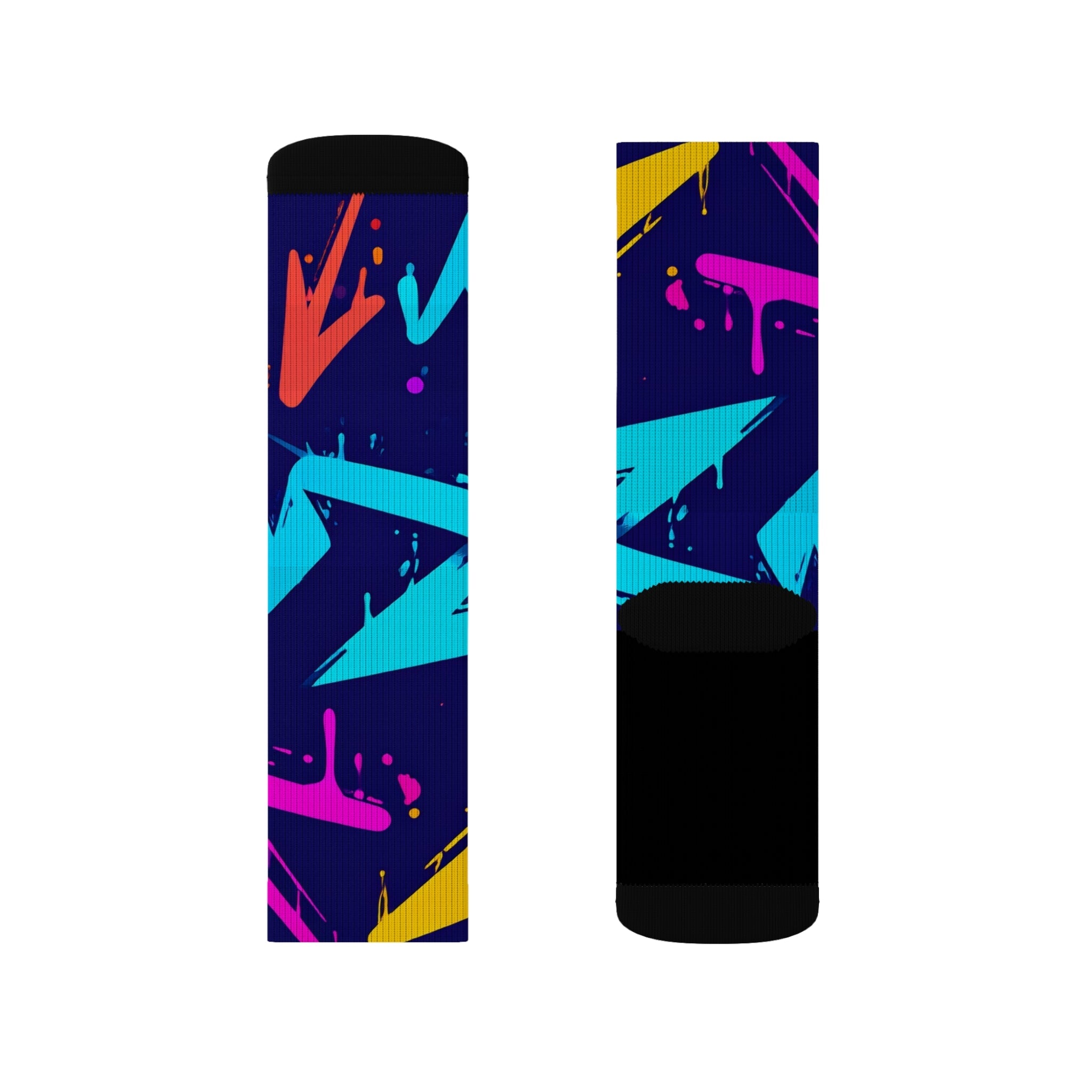 Midnight Neon Crew Socks 90s Abstract Streetwear Gift for Men Women | Bold Colorful Unisex Design - Creosox