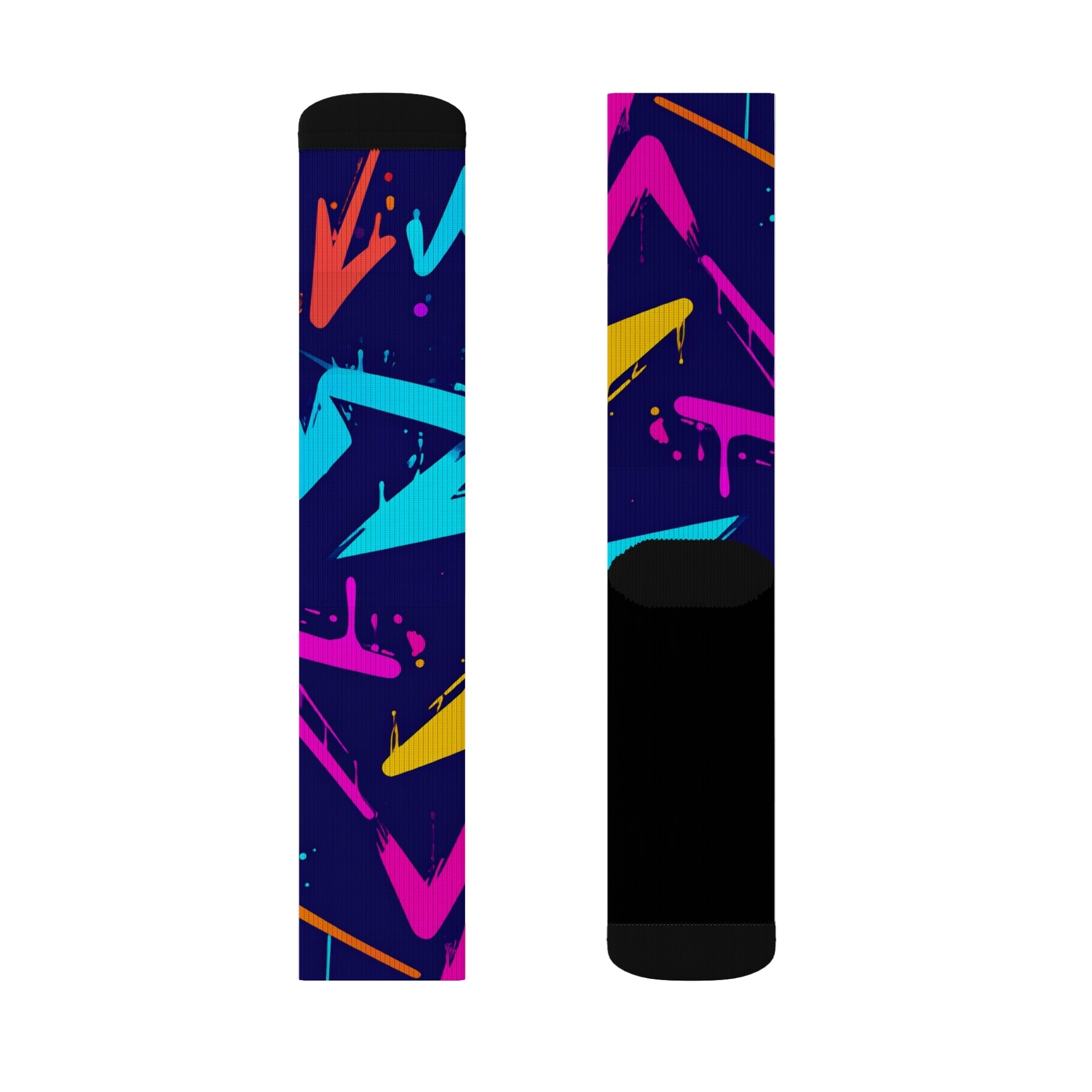 Midnight Neon Crew Socks 90s Abstract Streetwear Gift for Men Women | Bold Colorful Unisex Design - Creosox