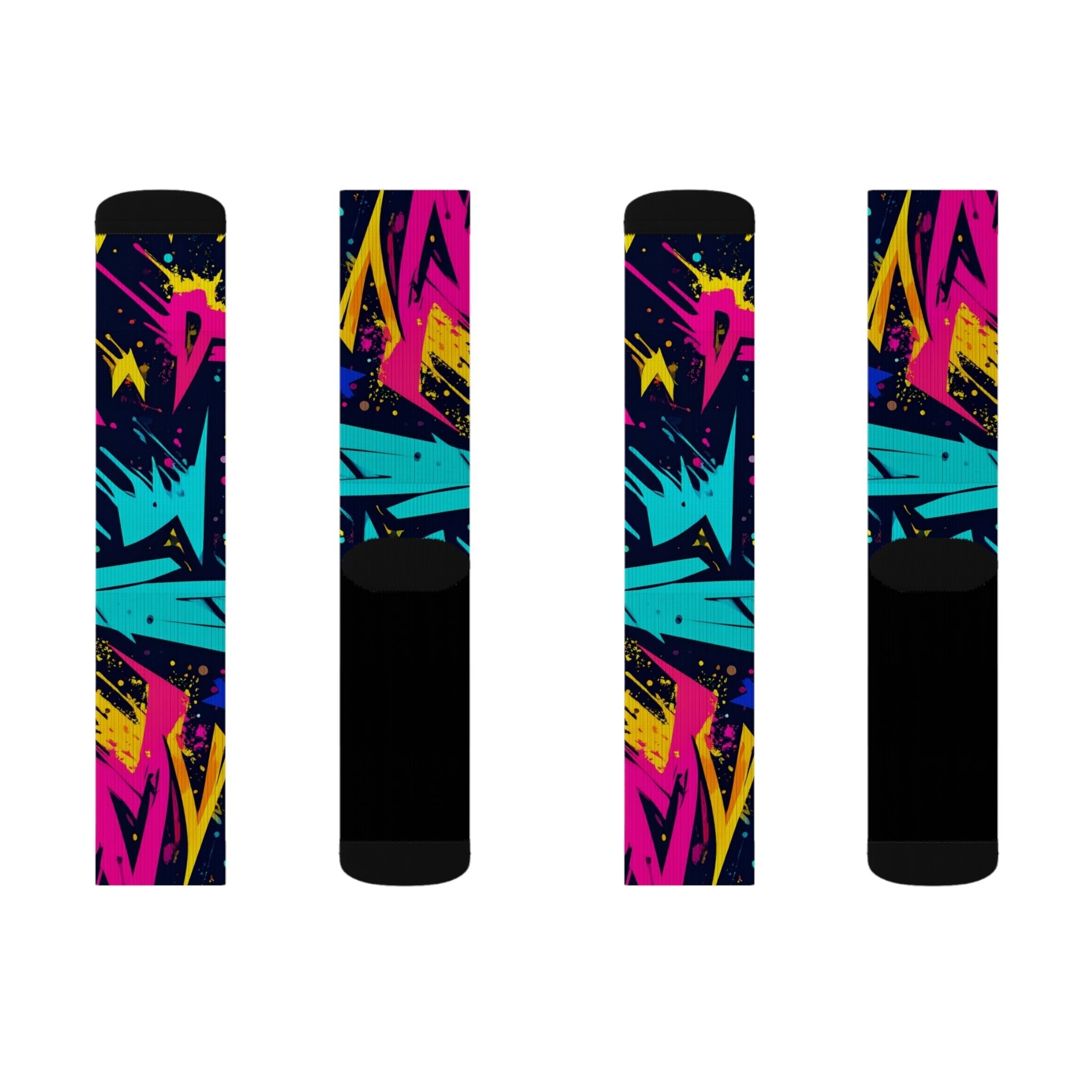 Neon Strike Crew Socks Bold 90s Streetwear for Men Women | Vibrant Abstract Gift, Medium & Large Sizes - Creosox