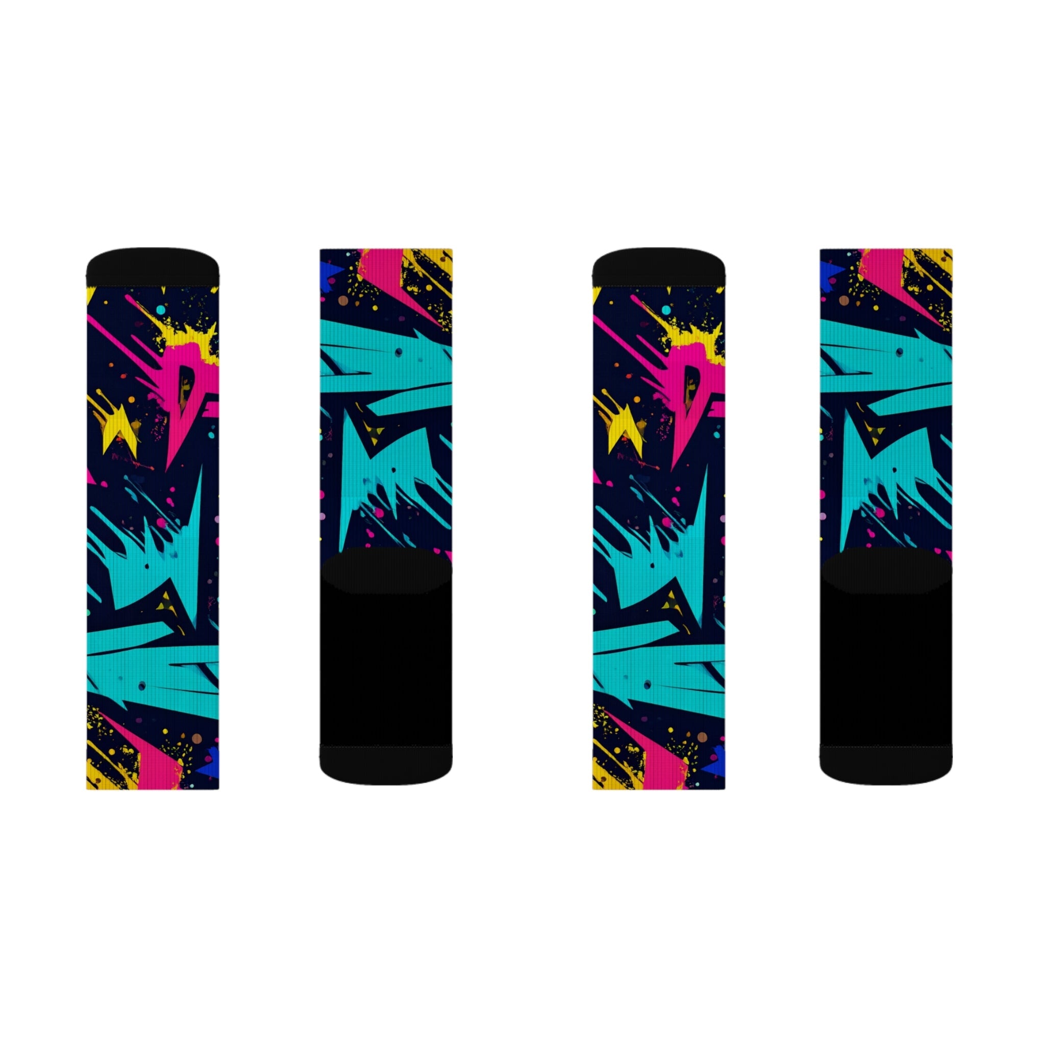 Neon Strike Crew Socks Bold 90s Streetwear for Men Women | Vibrant Abstract Gift, Medium & Large Sizes - Creosox