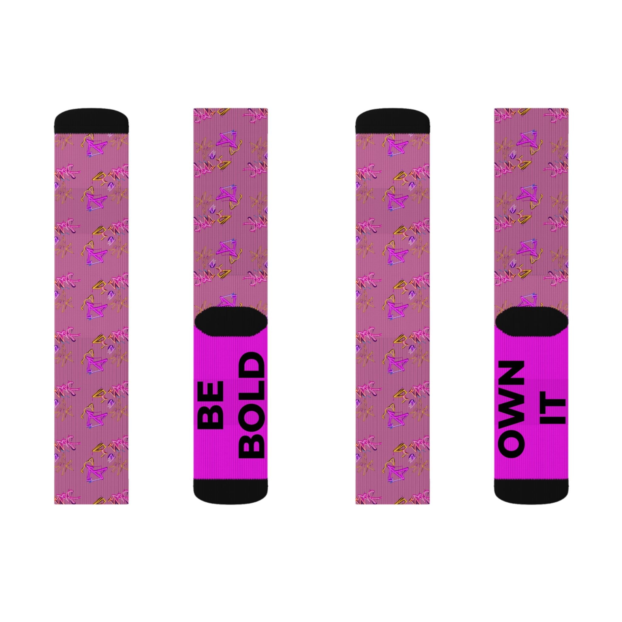Bold Graffiti Socks Be Bold & Own It Statement Crew Socks, Motivational Gift for Men Women - Creosox