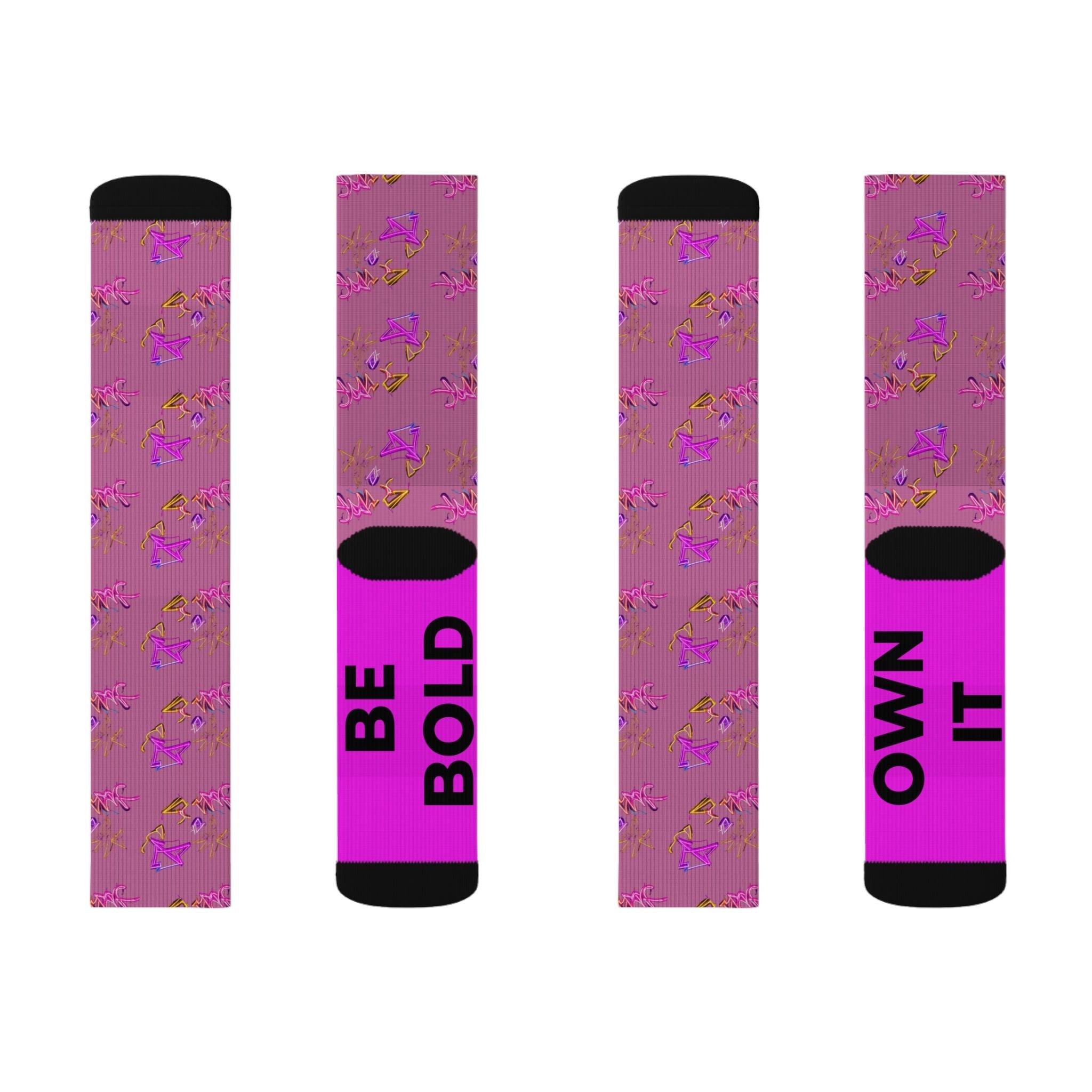 Bold Graffiti Socks Be Bold & Own It Statement Crew Socks, Motivational Gift for Men Women - Creosox