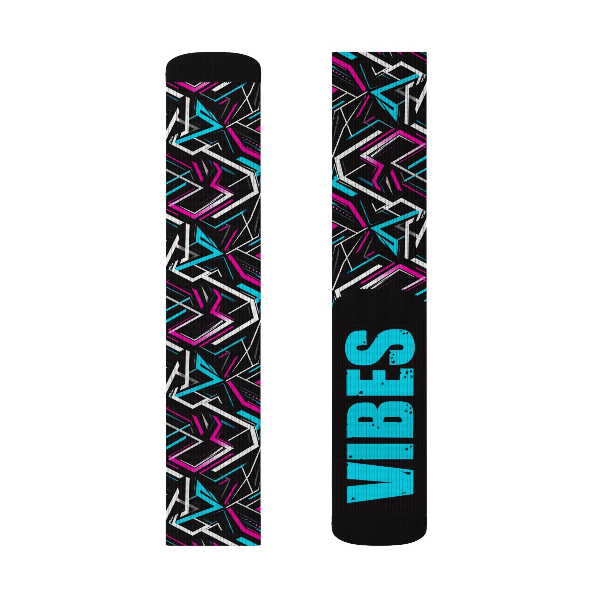 Good Vibes Socks Neon Retro Crew Socks, Colorful Festival Gift for Men Women - Creosox