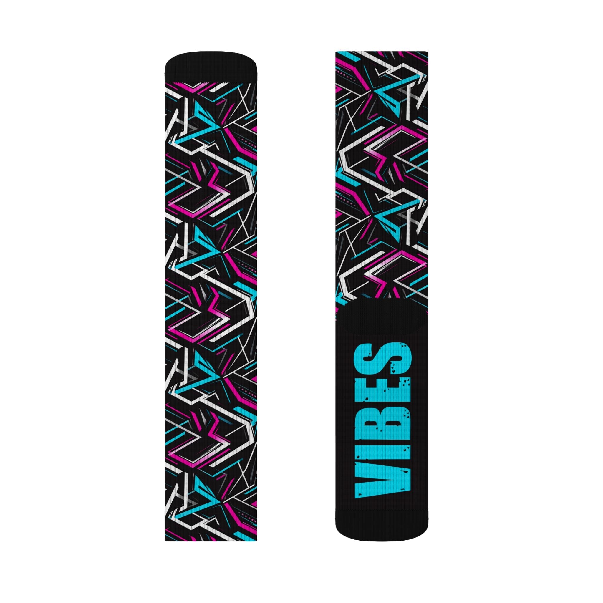 Good Vibes Socks Neon Retro Crew Socks, Colorful Festival Gift for Men Women - Creosox