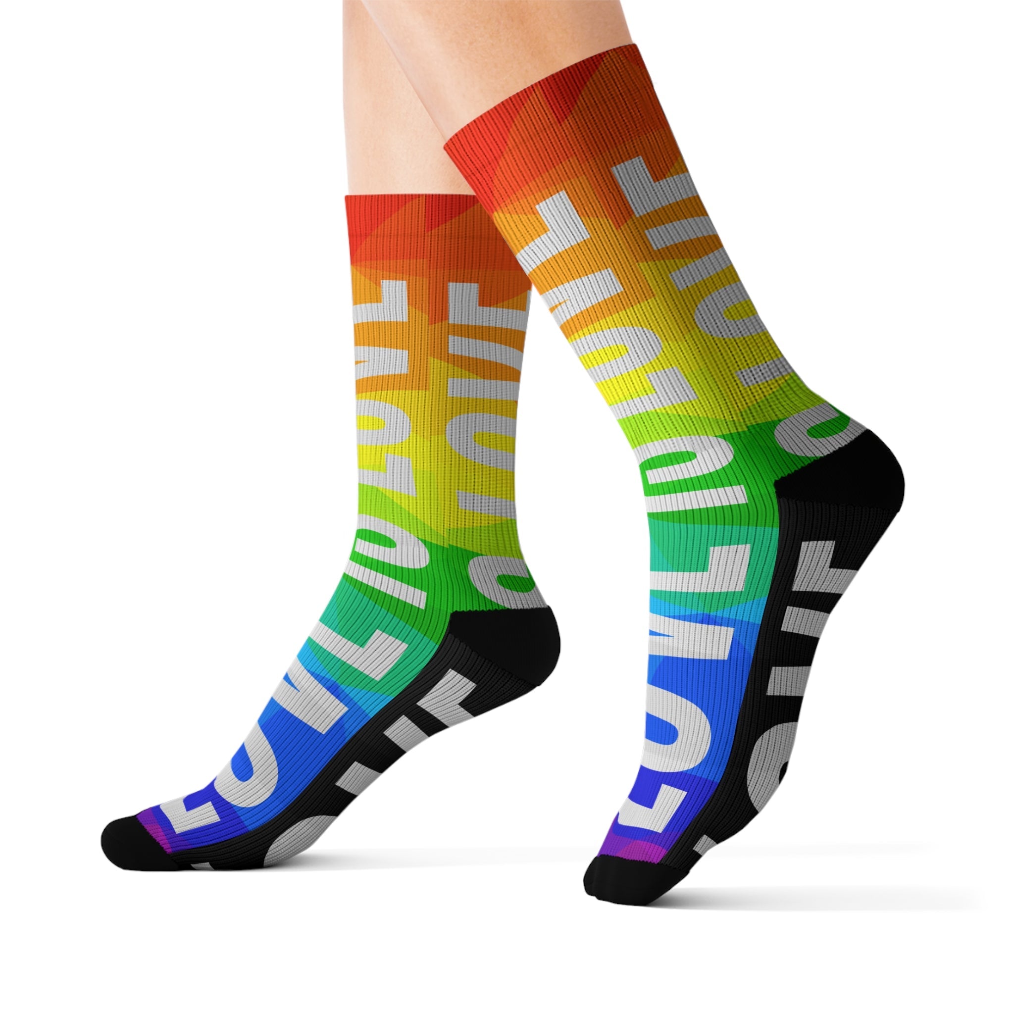 Love Is Love Socks Rainbow Mosaic Pride Crew Socks for Men Women | Bold LGBTQ+ Gift | Comfortable Medium & Large Sizes - Creosox