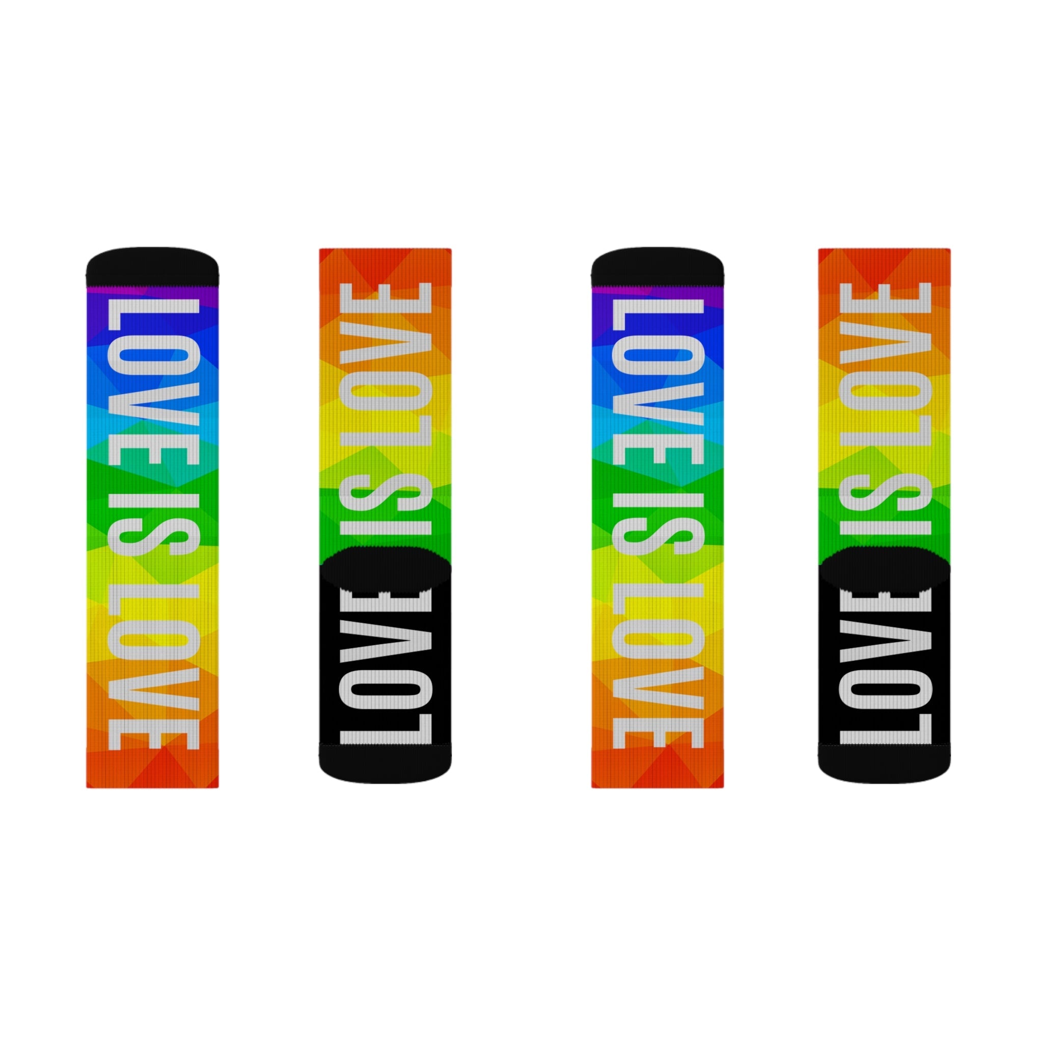 Love Is Love Socks Rainbow Mosaic Pride Crew Socks for Men Women | Bold LGBTQ+ Gift | Comfortable Medium & Large Sizes - Creosox