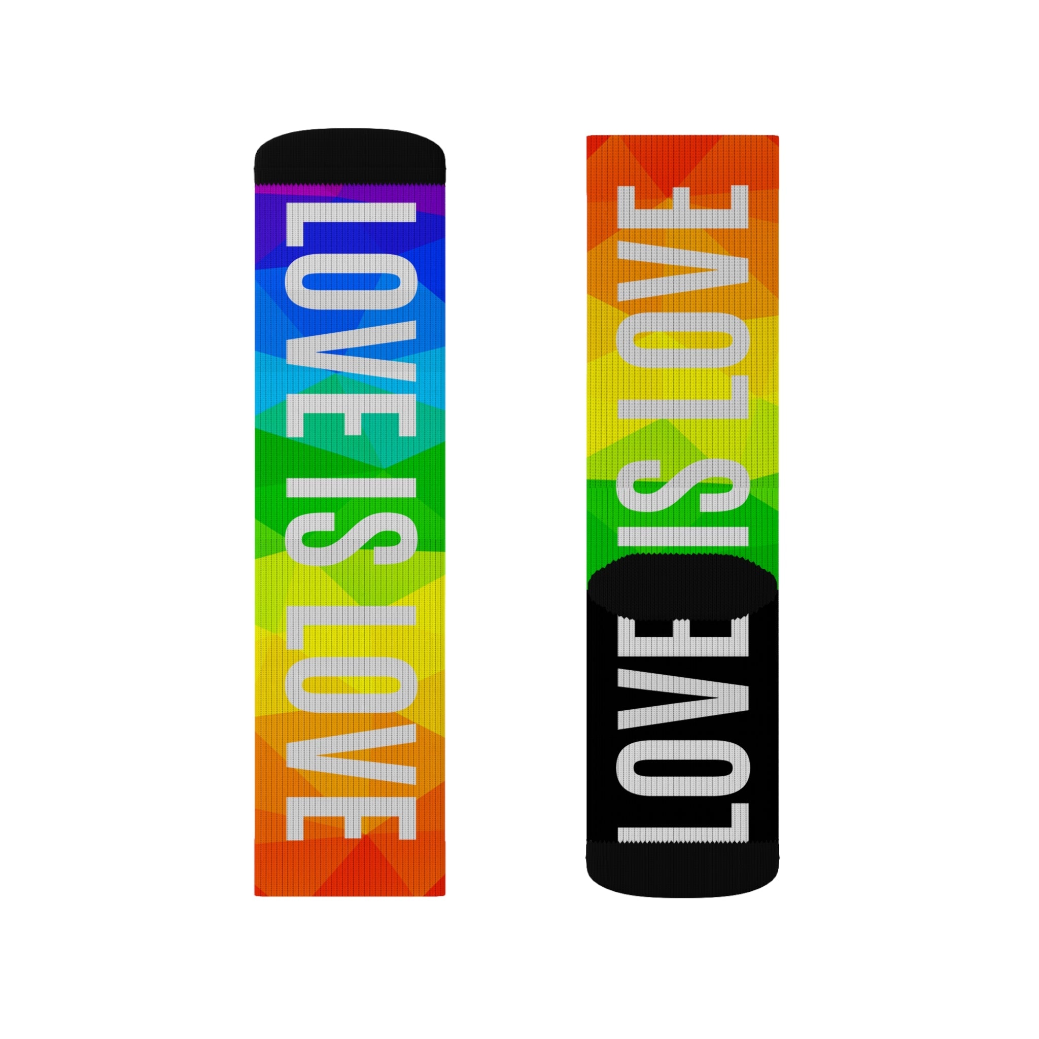Love Is Love Socks Rainbow Mosaic Pride Crew Socks for Men Women | Bold LGBTQ+ Gift | Comfortable Medium & Large Sizes - Creosox