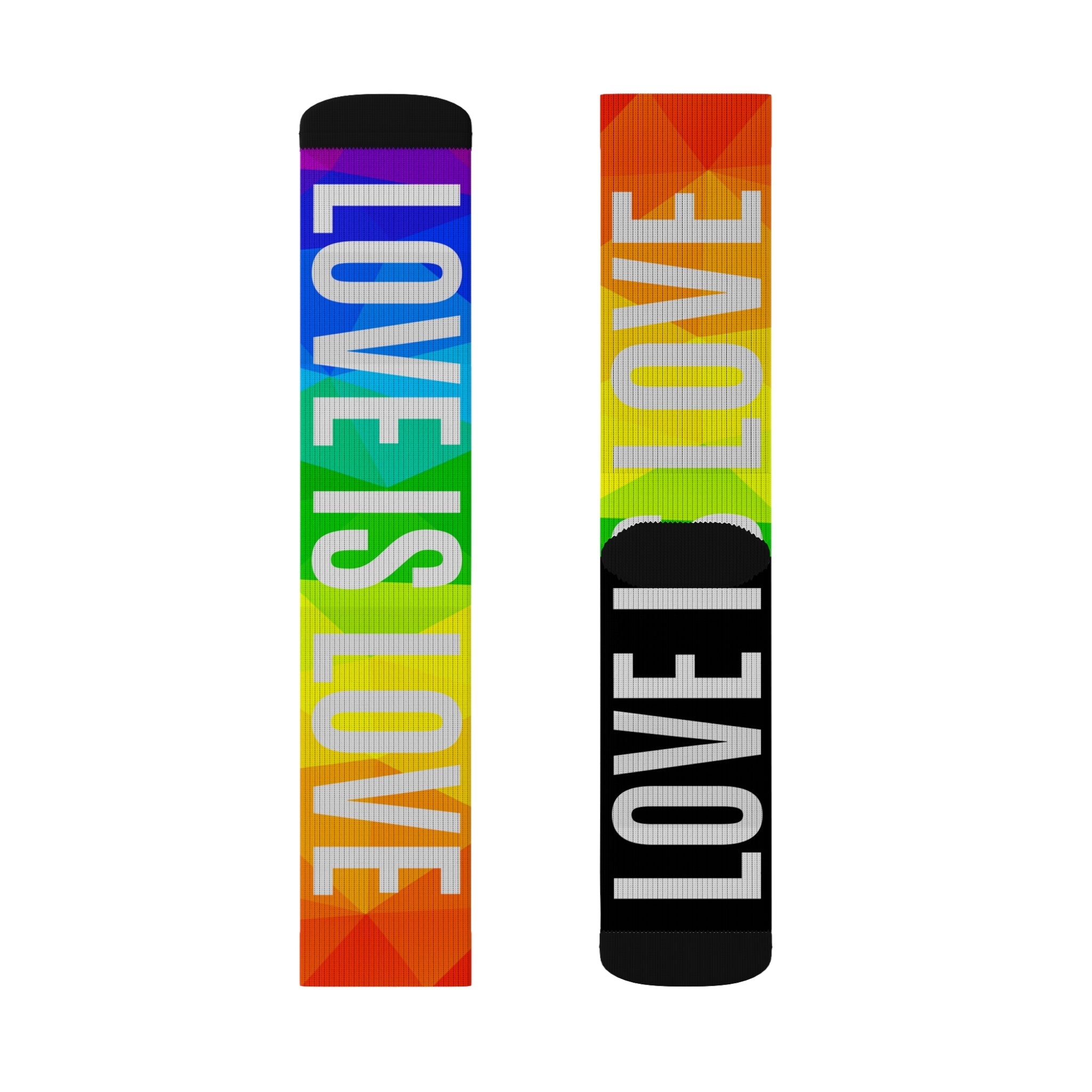Love Is Love Socks Rainbow Mosaic Pride Crew Socks for Men Women | Bold LGBTQ+ Gift | Comfortable Medium & Large Sizes - Creosox