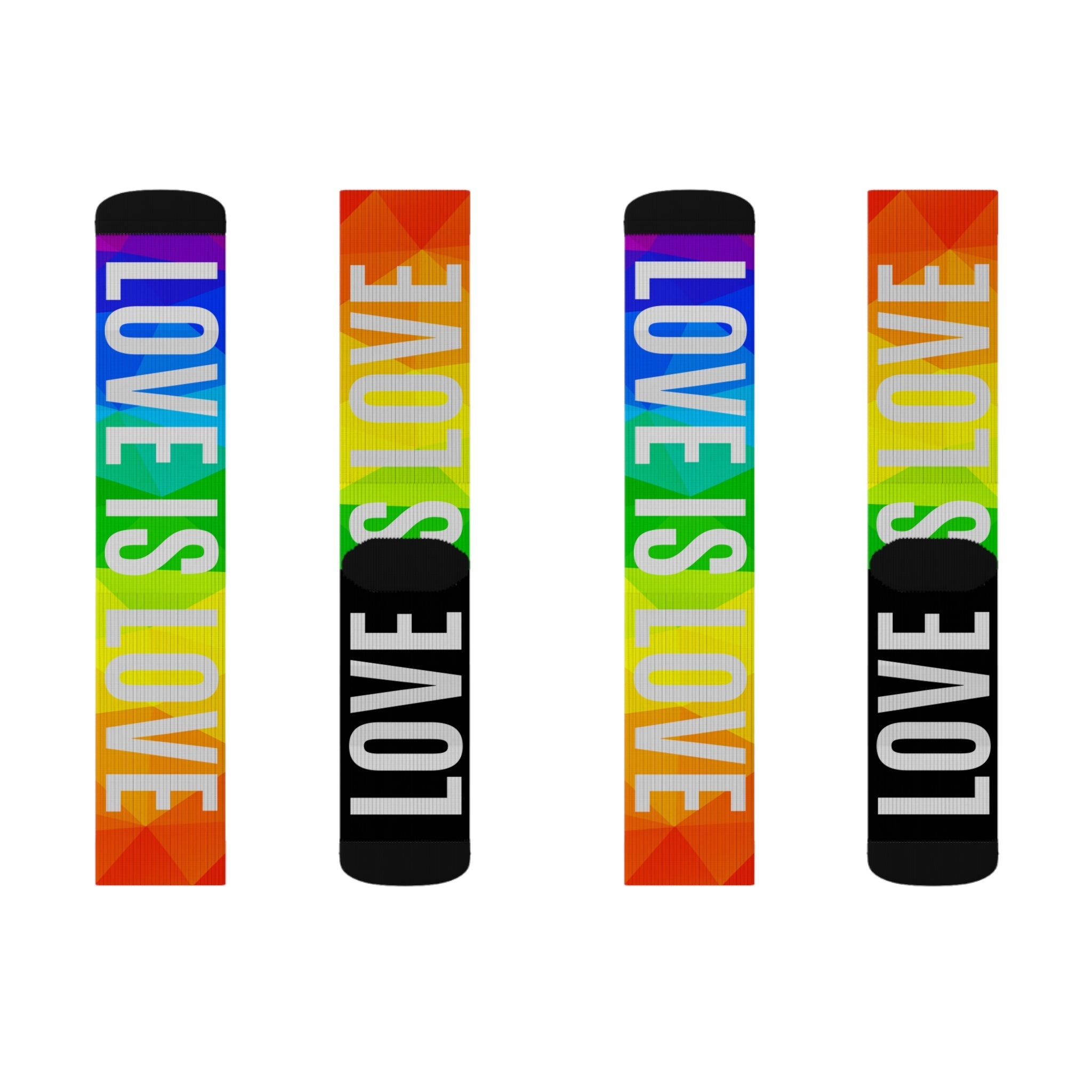 Love Is Love Socks Rainbow Mosaic Pride Crew Socks for Men Women | Bold LGBTQ+ Gift | Comfortable Medium & Large Sizes - Creosox