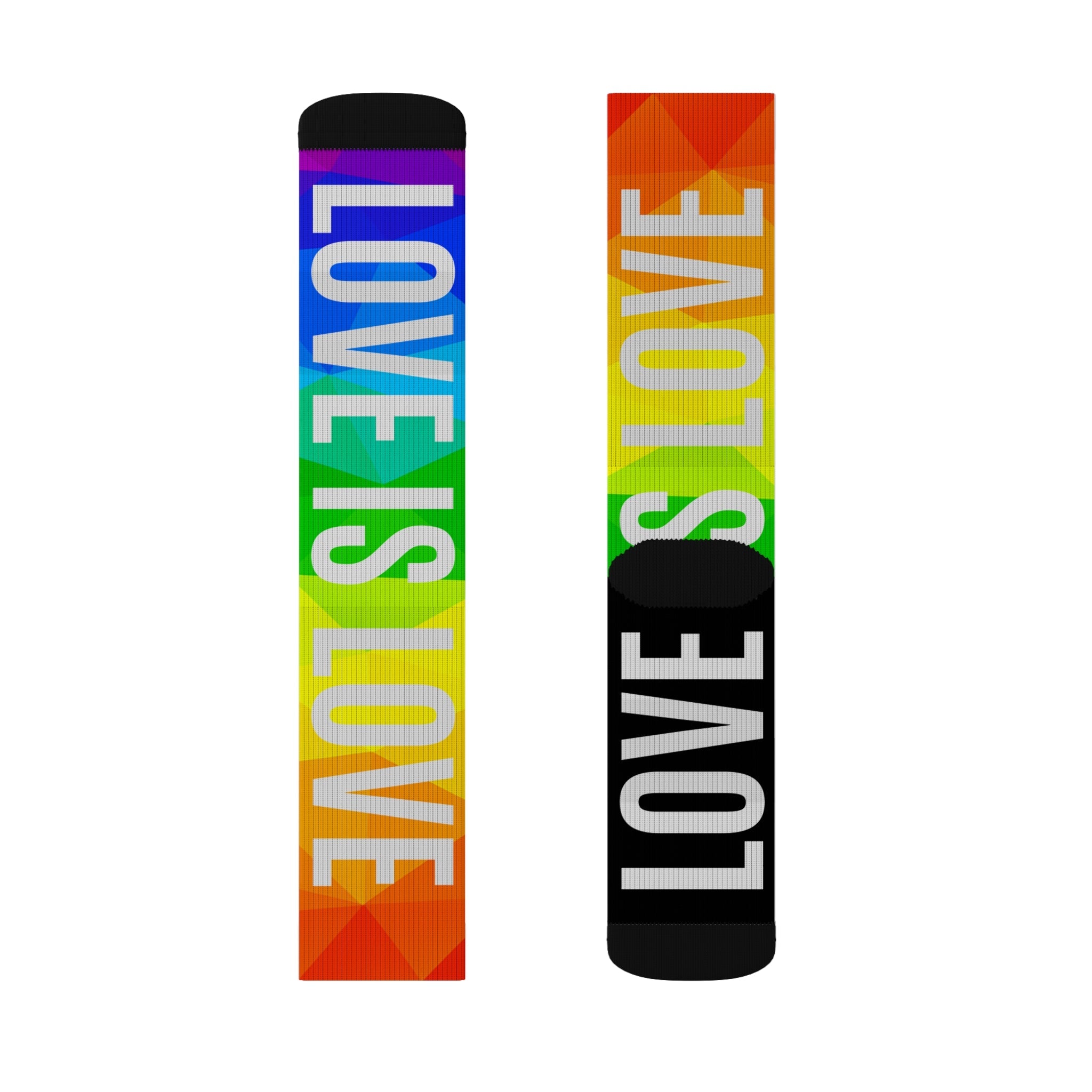 Love Is Love Socks Rainbow Mosaic Pride Crew Socks for Men Women | Bold LGBTQ+ Gift | Comfortable Medium & Large Sizes - Creosox