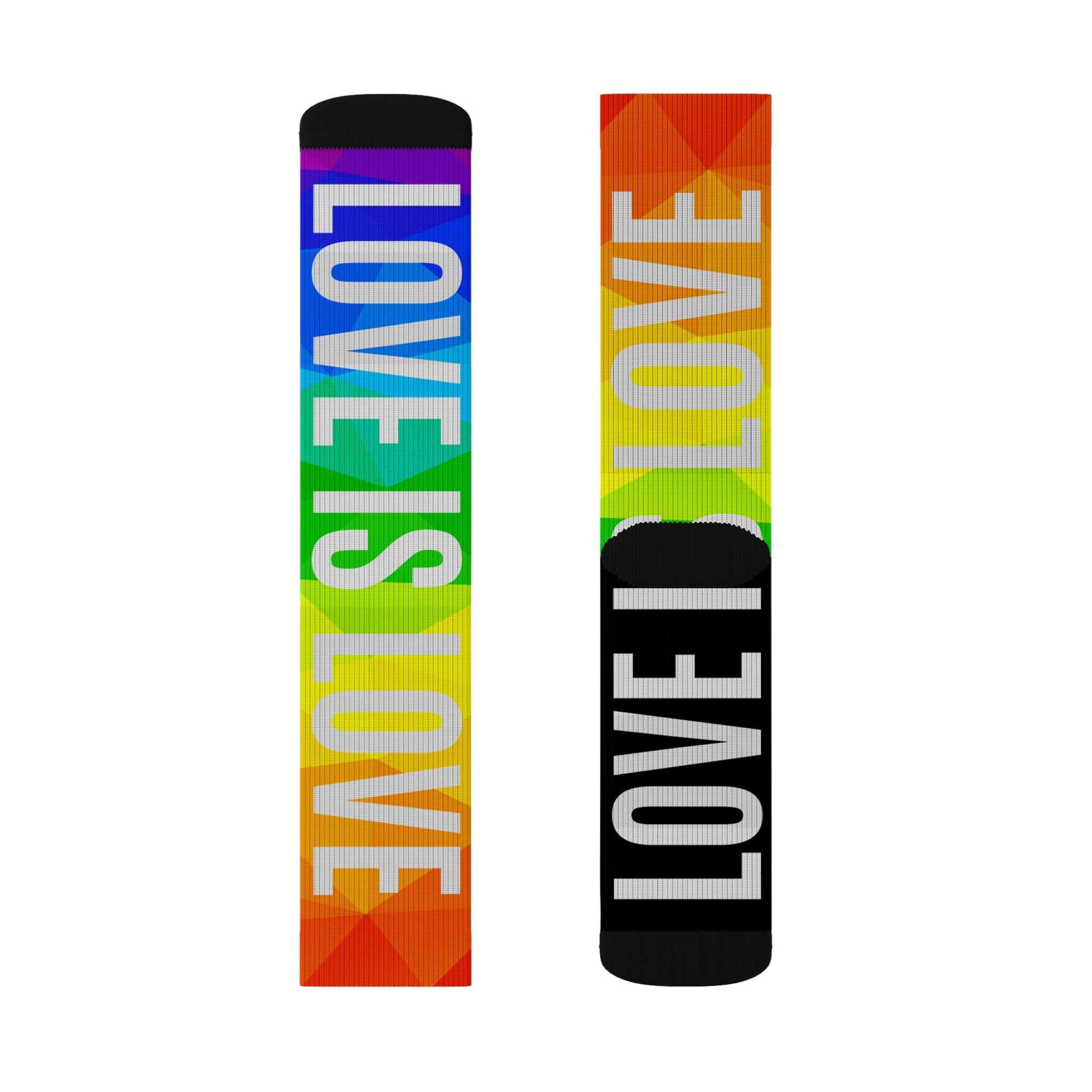 Love Is Love Socks Rainbow Mosaic Pride Crew Socks for Men Women | Bold LGBTQ+ Gift | Comfortable Medium & Large Sizes - Creosox