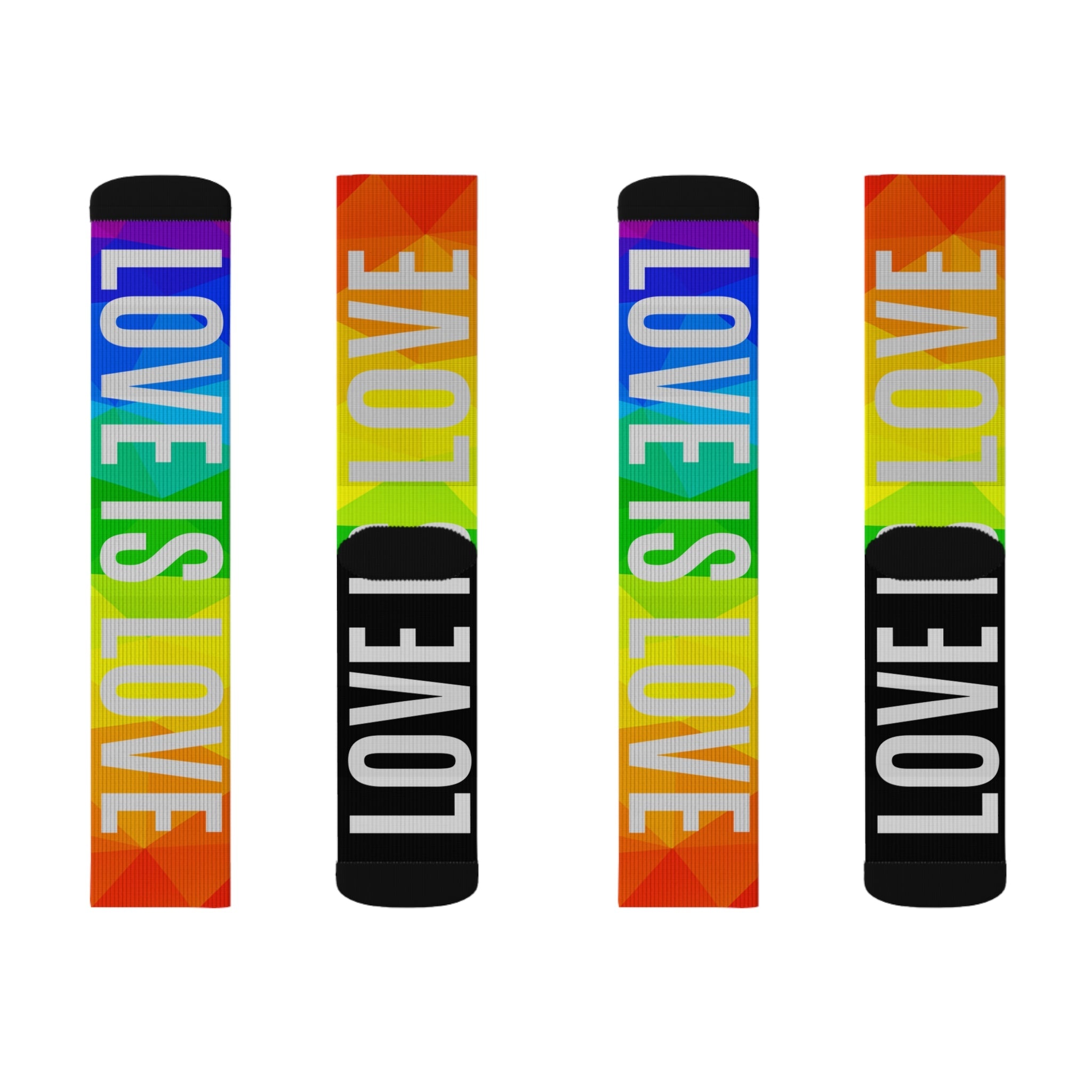 Love Is Love Socks Rainbow Mosaic Pride Crew Socks for Men Women | Bold LGBTQ+ Gift | Comfortable Medium & Large Sizes - Creosox