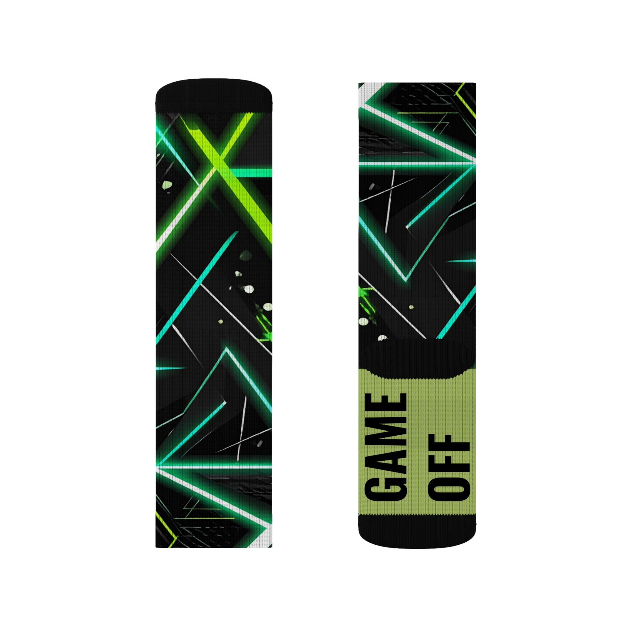 Neon Gamer Socks Game On Game Off Crew Socks, Cyberpunk Gift for Men & Women - Creosox