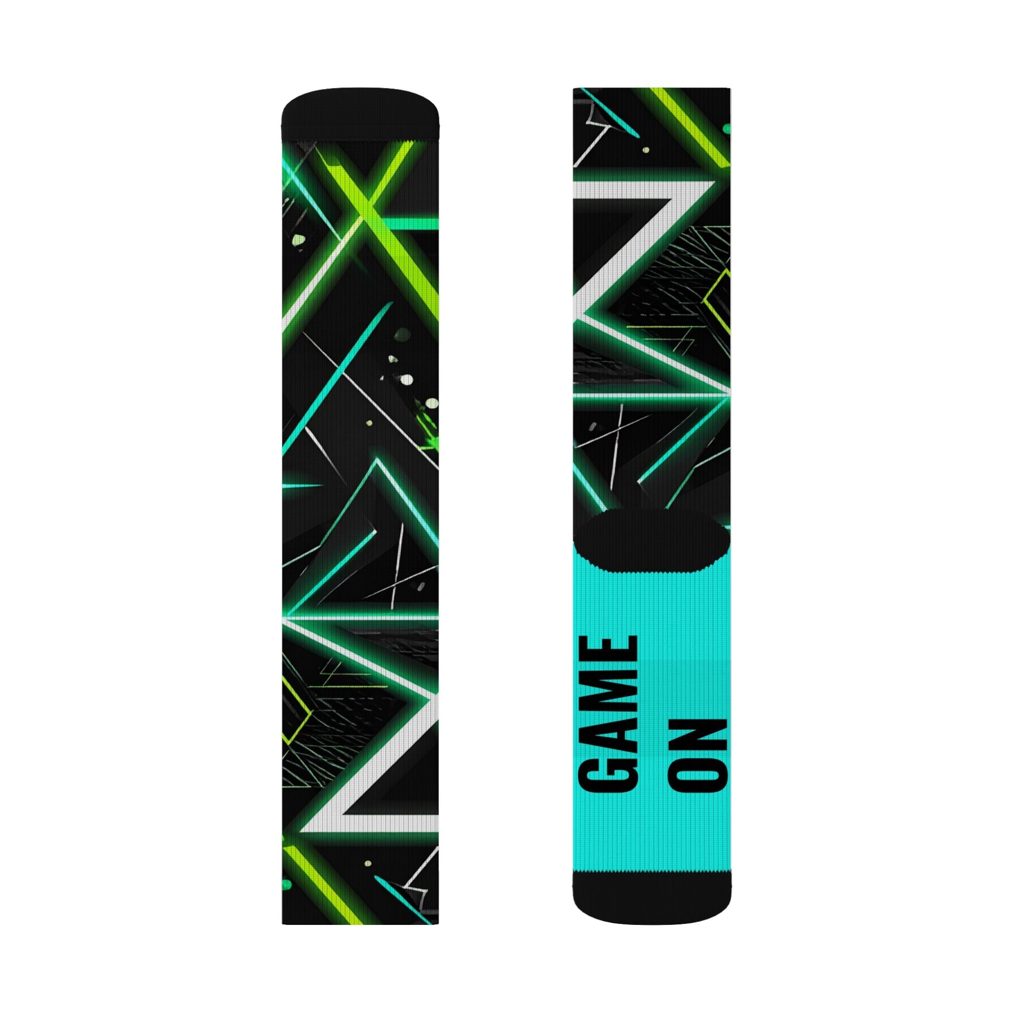 Neon Gamer Socks Game On Game Off Crew Socks, Cyberpunk Gift for Men & Women - Creosox