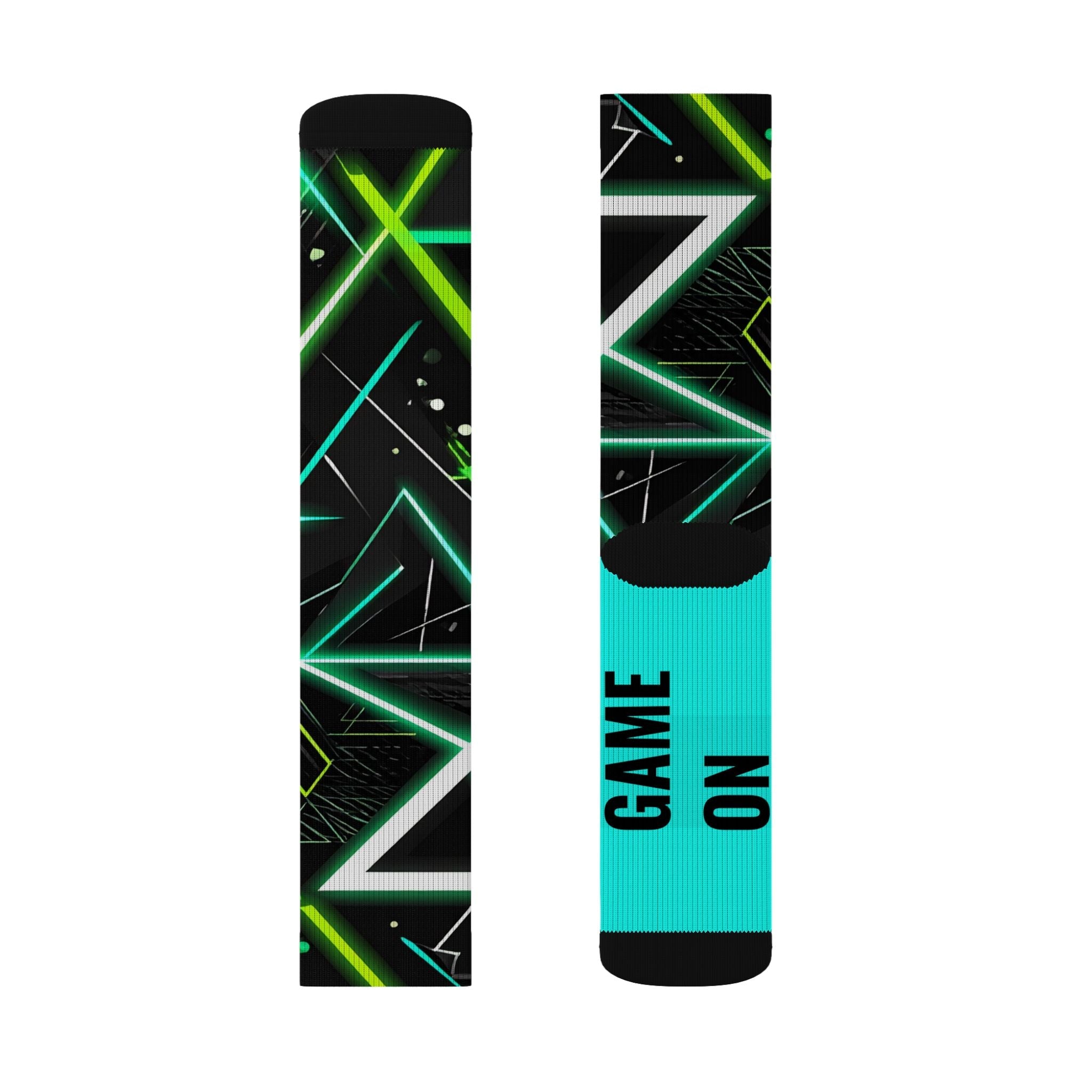 Neon Gamer Socks Game On Game Off Crew Socks, Cyberpunk Gift for Men & Women - Creosox
