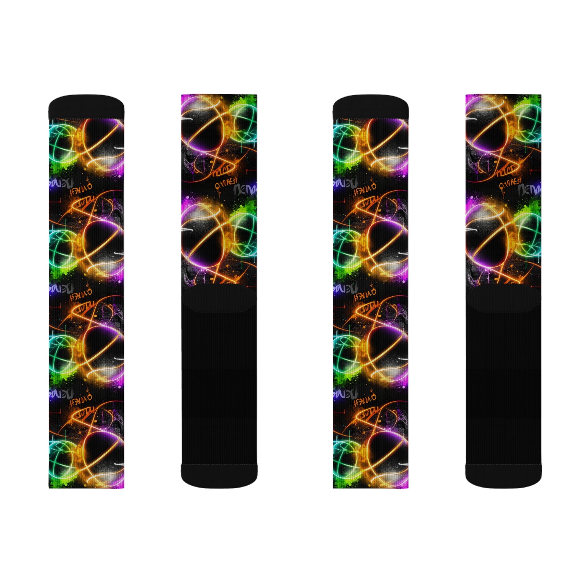 Neon Hoops Crew Socks Basketball Streetwear for Men Women | Colorful Sport Gift, Medium & Large Sizes - Creosox