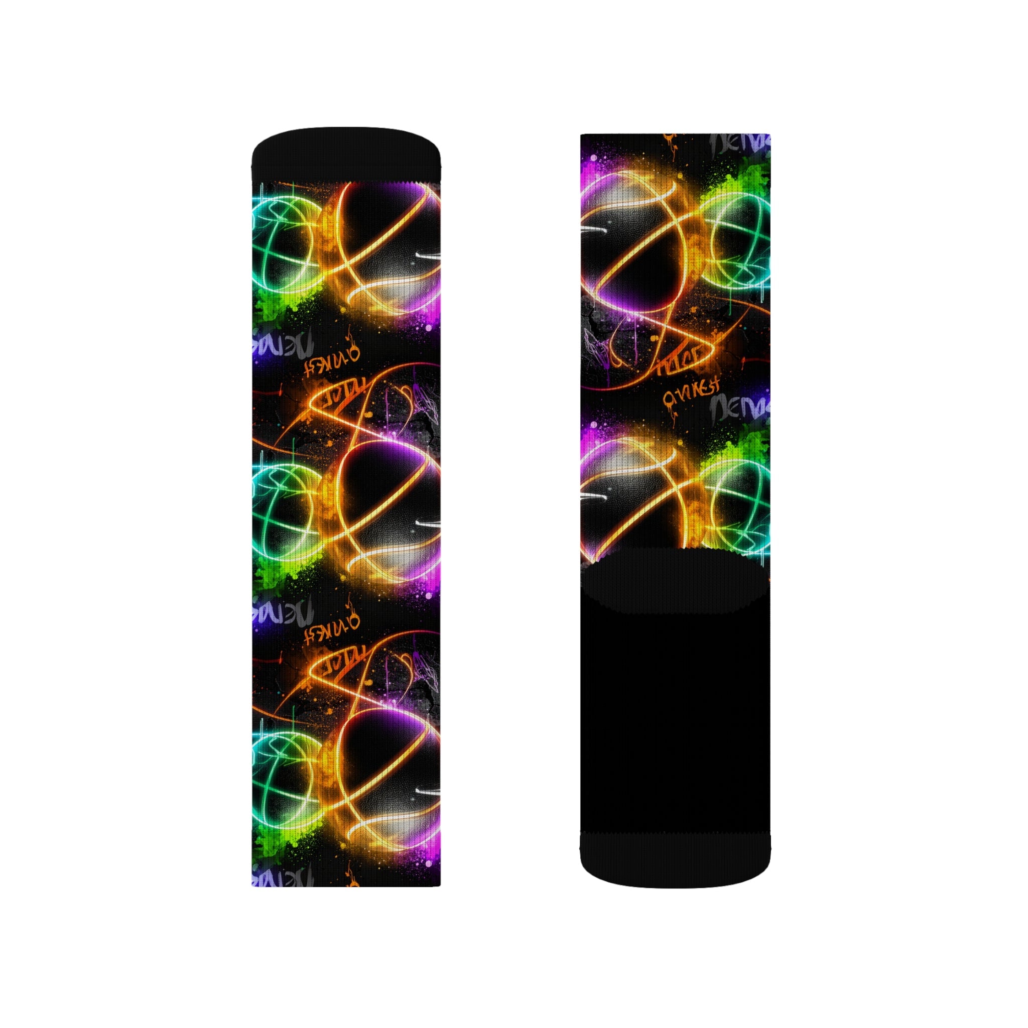 Neon Hoops Crew Socks Basketball Streetwear for Men Women | Colorful Sport Gift, Medium & Large Sizes - Creosox