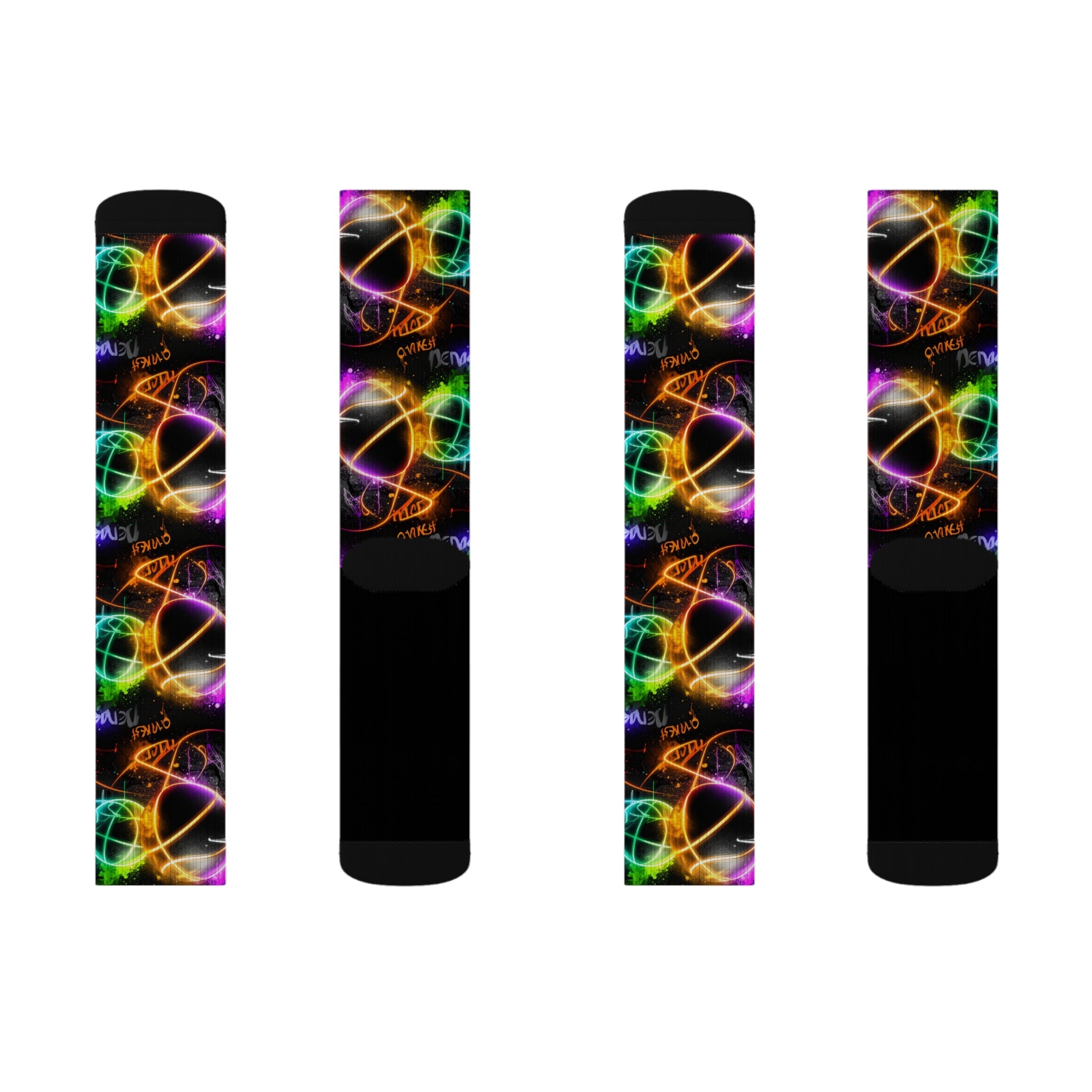 Neon Hoops Crew Socks Basketball Streetwear for Men Women | Colorful Sport Gift, Medium & Large Sizes - Creosox