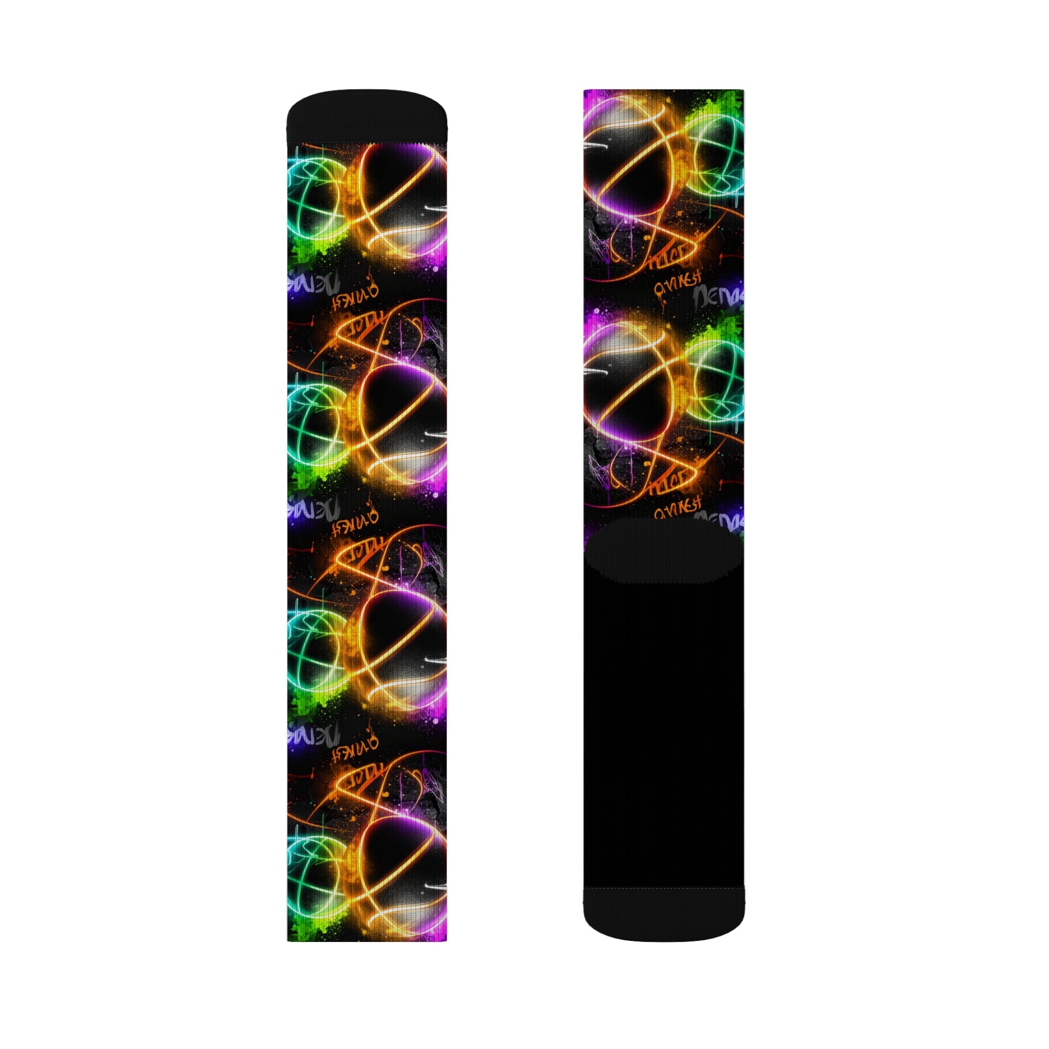 Neon Hoops Crew Socks Basketball Streetwear for Men Women | Colorful Sport Gift, Medium & Large Sizes - Creosox