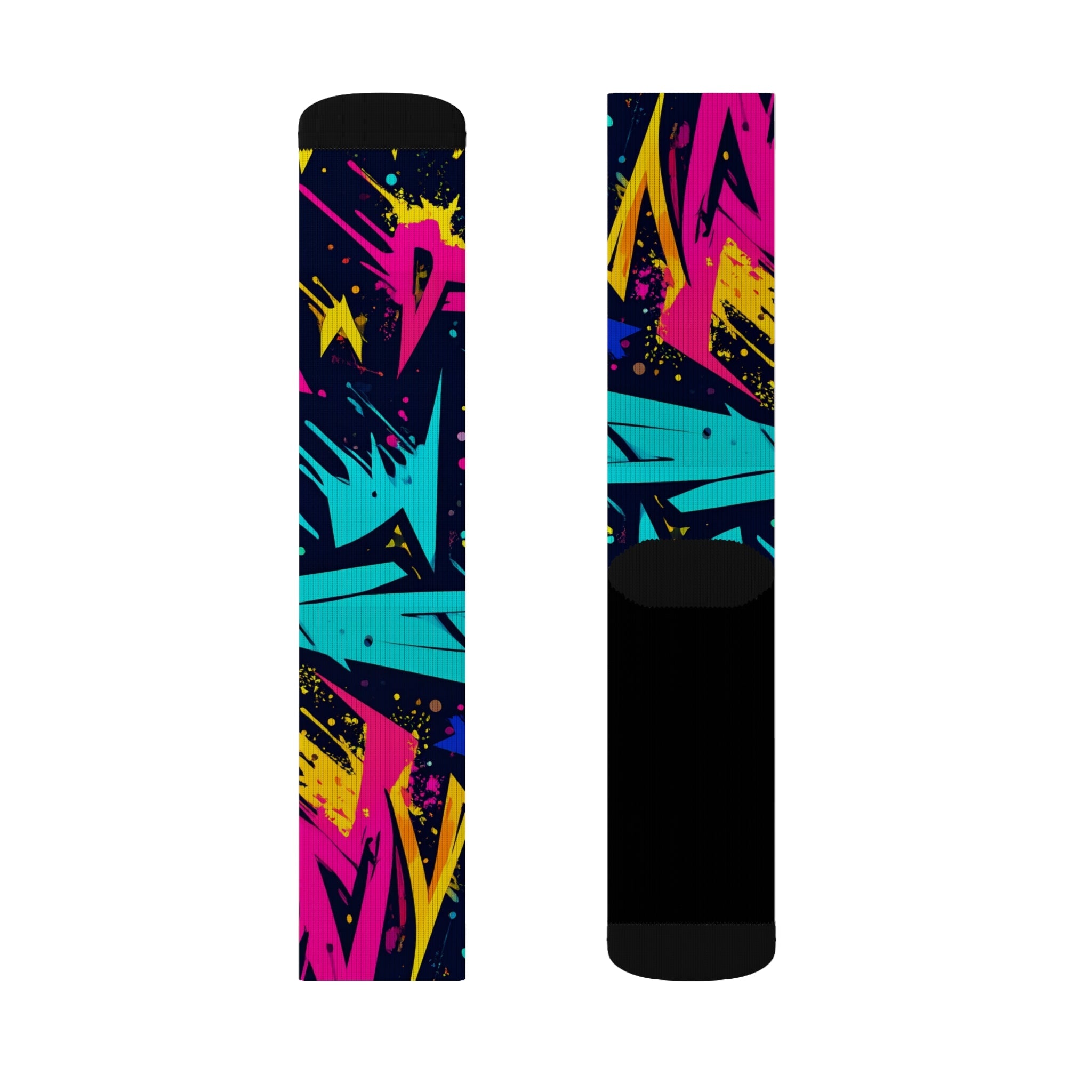 Neon Strike Crew Socks Bold 90s Streetwear for Men Women | Vibrant Abstract Gift, Medium & Large Sizes - Creosox