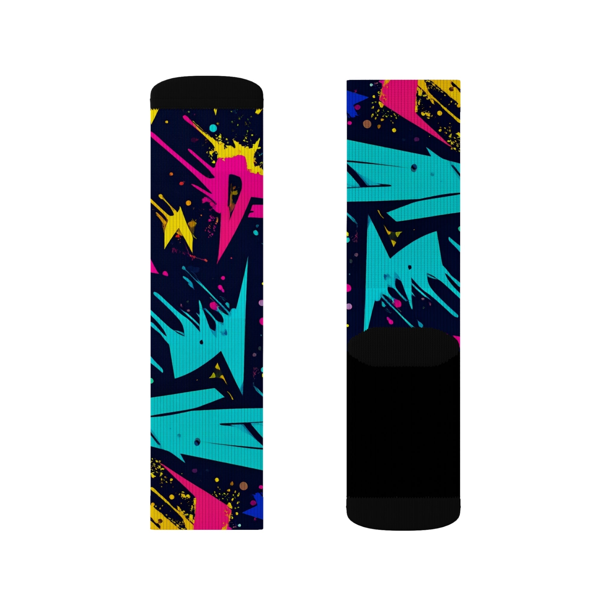 Neon Strike Crew Socks Bold 90s Streetwear for Men Women | Vibrant Abstract Gift, Medium & Large Sizes - Creosox