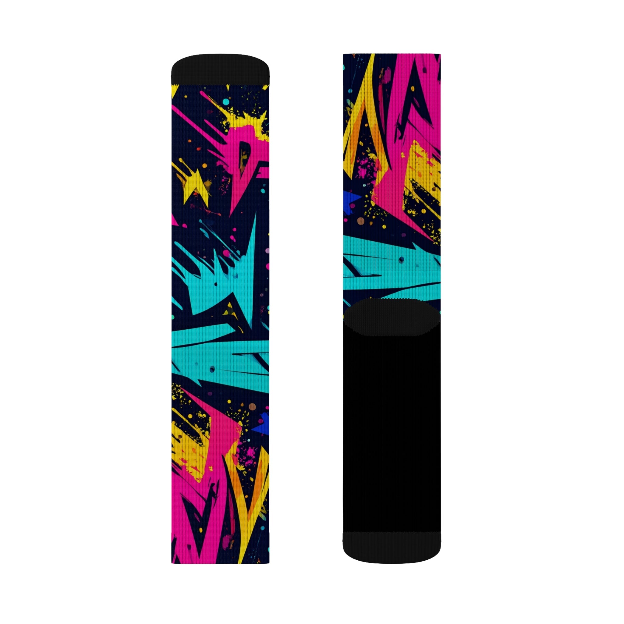Neon Strike Crew Socks Bold 90s Streetwear for Men Women | Vibrant Abstract Gift, Medium & Large Sizes - Creosox