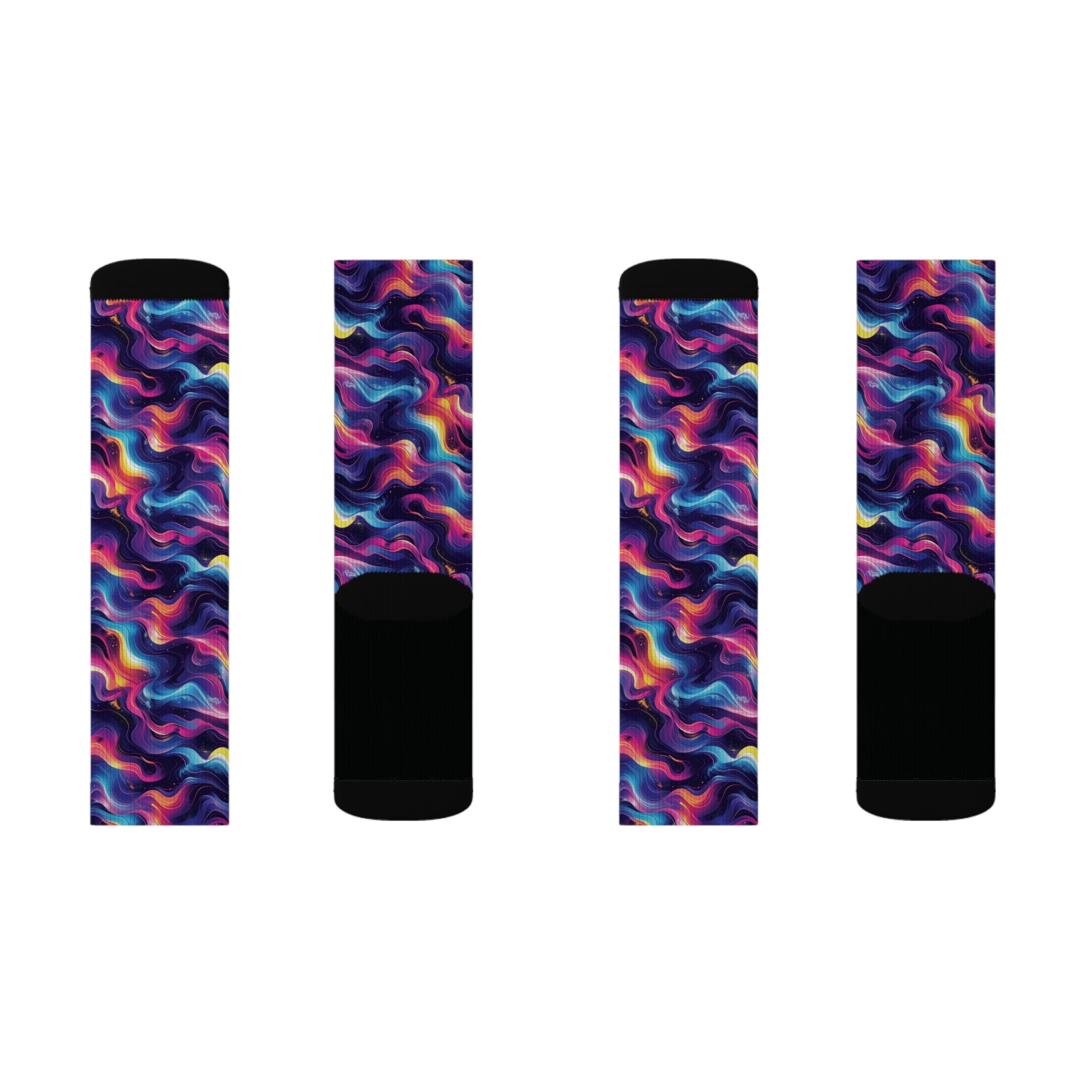 Neon Waves Crew Socks Abstract Fluid Streetwear for Men Women | Colorful Artistic Gift, Medium & Large Sizes - Creosox