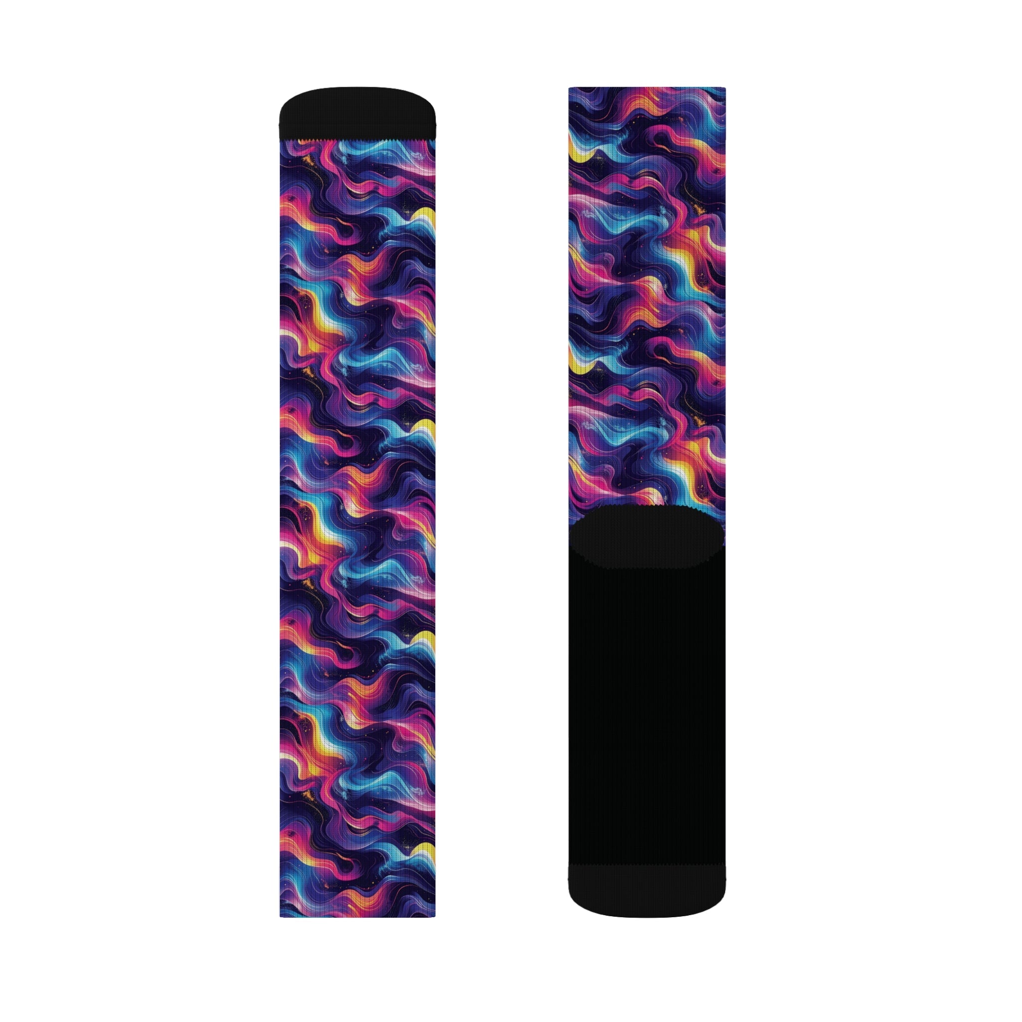 Neon Waves Crew Socks Abstract Fluid Streetwear for Men Women | Colorful Artistic Gift, Medium & Large Sizes - Creosox