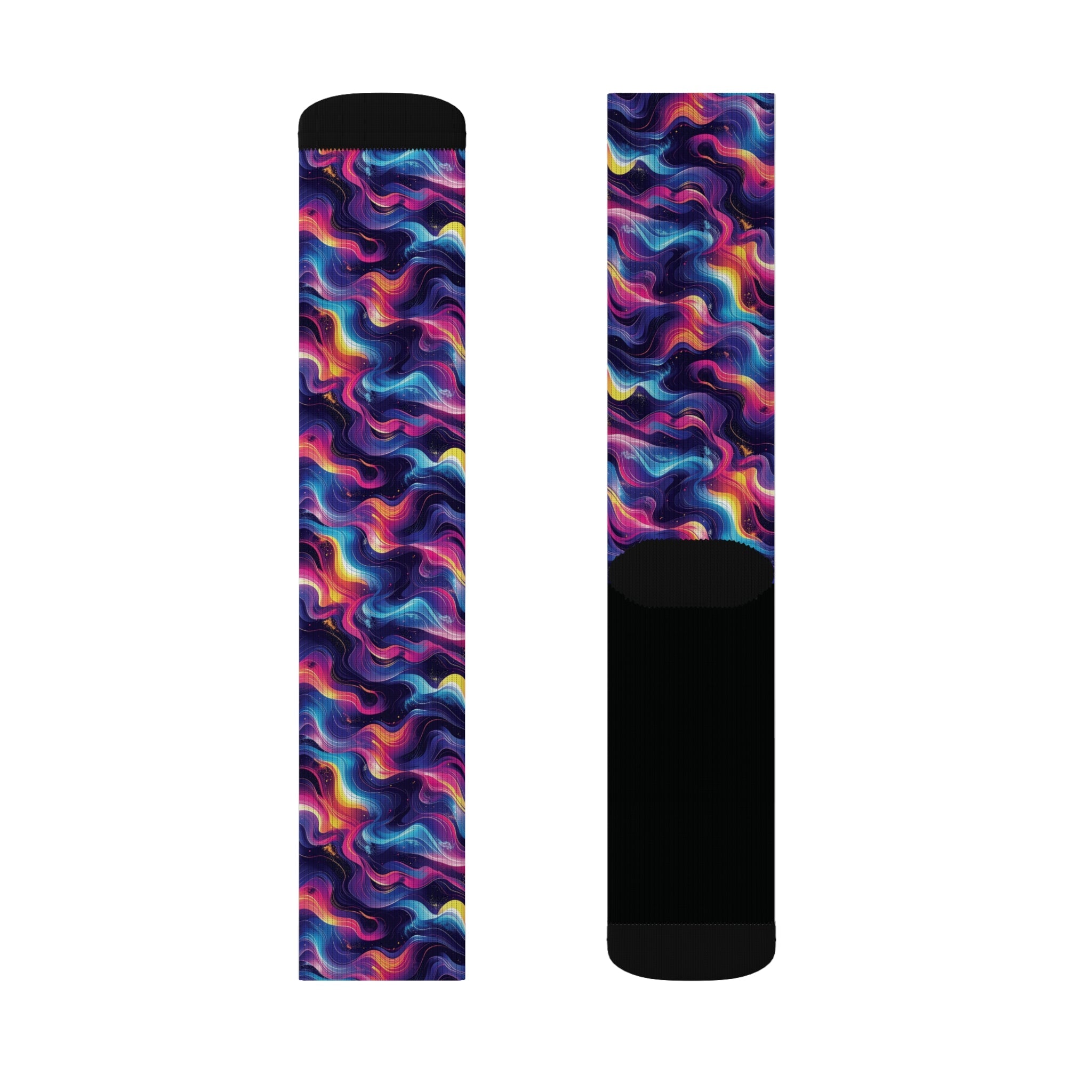 Neon Waves Crew Socks Abstract Fluid Streetwear for Men Women | Colorful Artistic Gift, Medium & Large Sizes - Creosox