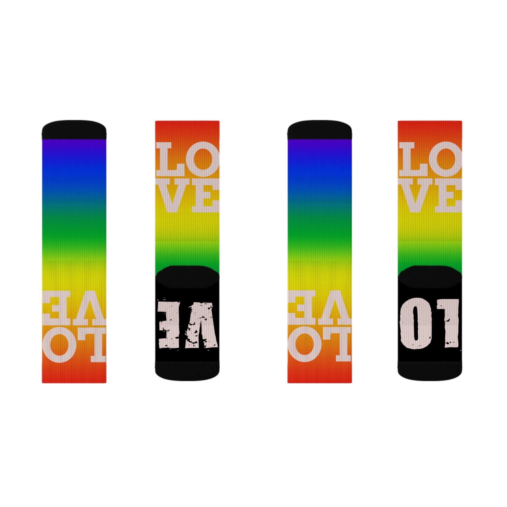 Pride Love Gradient Crew Socks LGBTQ+ Rainbow Design for Men Women | Equality Gift, Medium & Large Sizes - Creosox