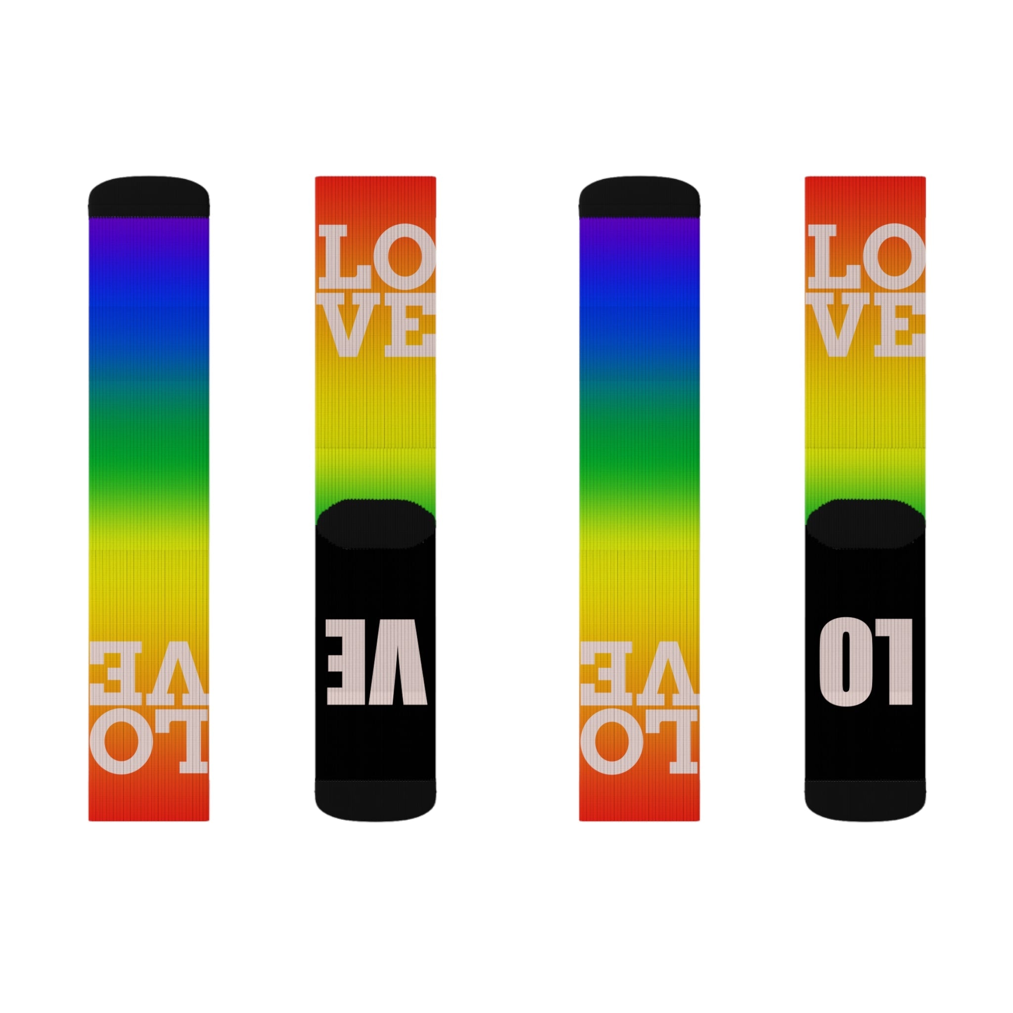Pride Love Gradient Crew Socks LGBTQ+ Rainbow Design for Men Women | Equality Gift, Medium & Large Sizes - Creosox