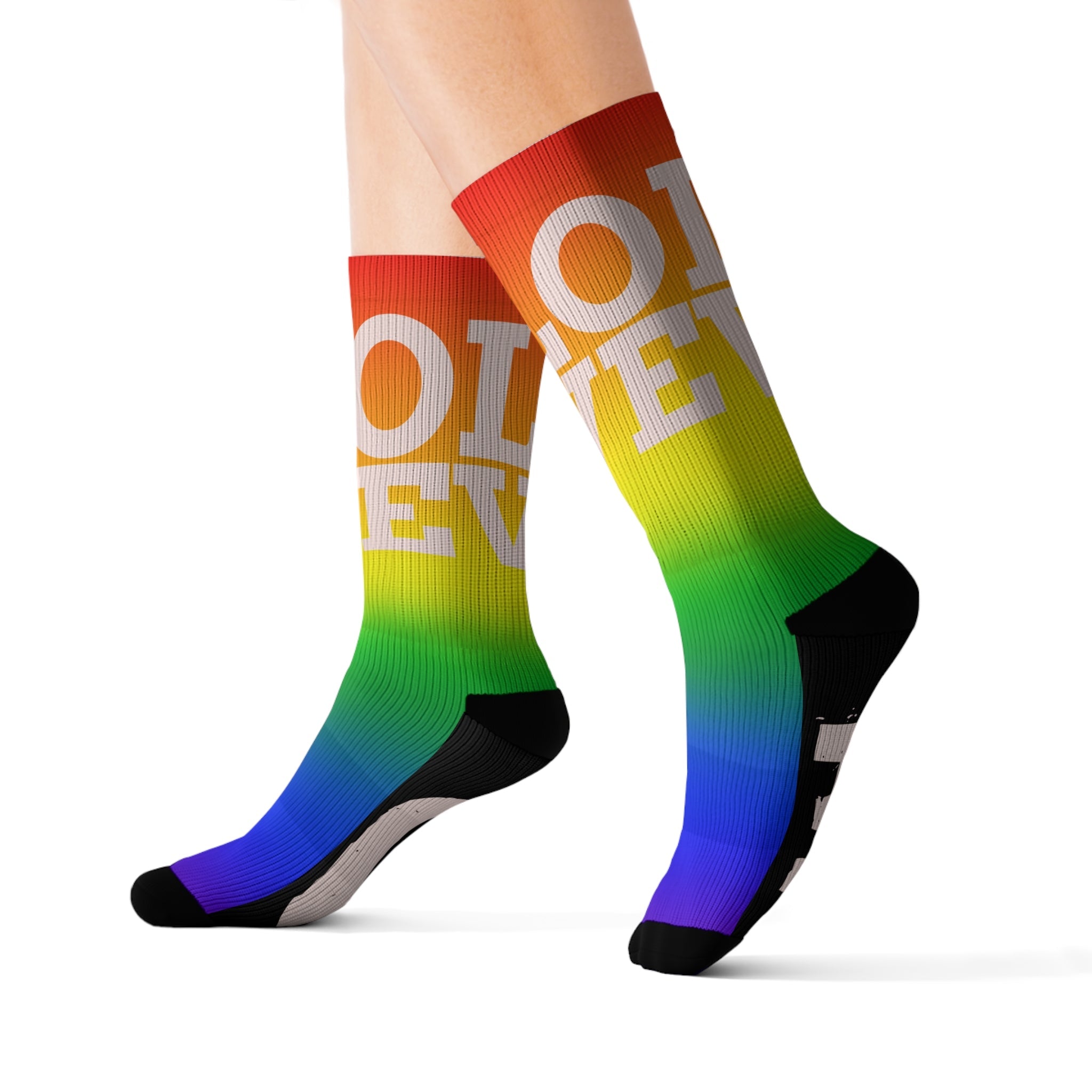Pride Love Gradient Crew Socks LGBTQ+ Rainbow Design for Men Women | Equality Gift, Medium & Large Sizes - Creosox