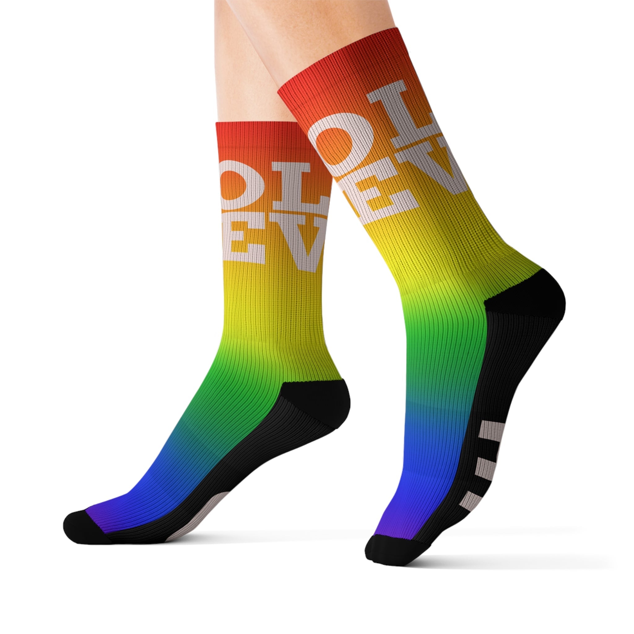 Pride Love Gradient Crew Socks LGBTQ+ Rainbow Design for Men Women | Equality Gift, Medium & Large Sizes - Creosox