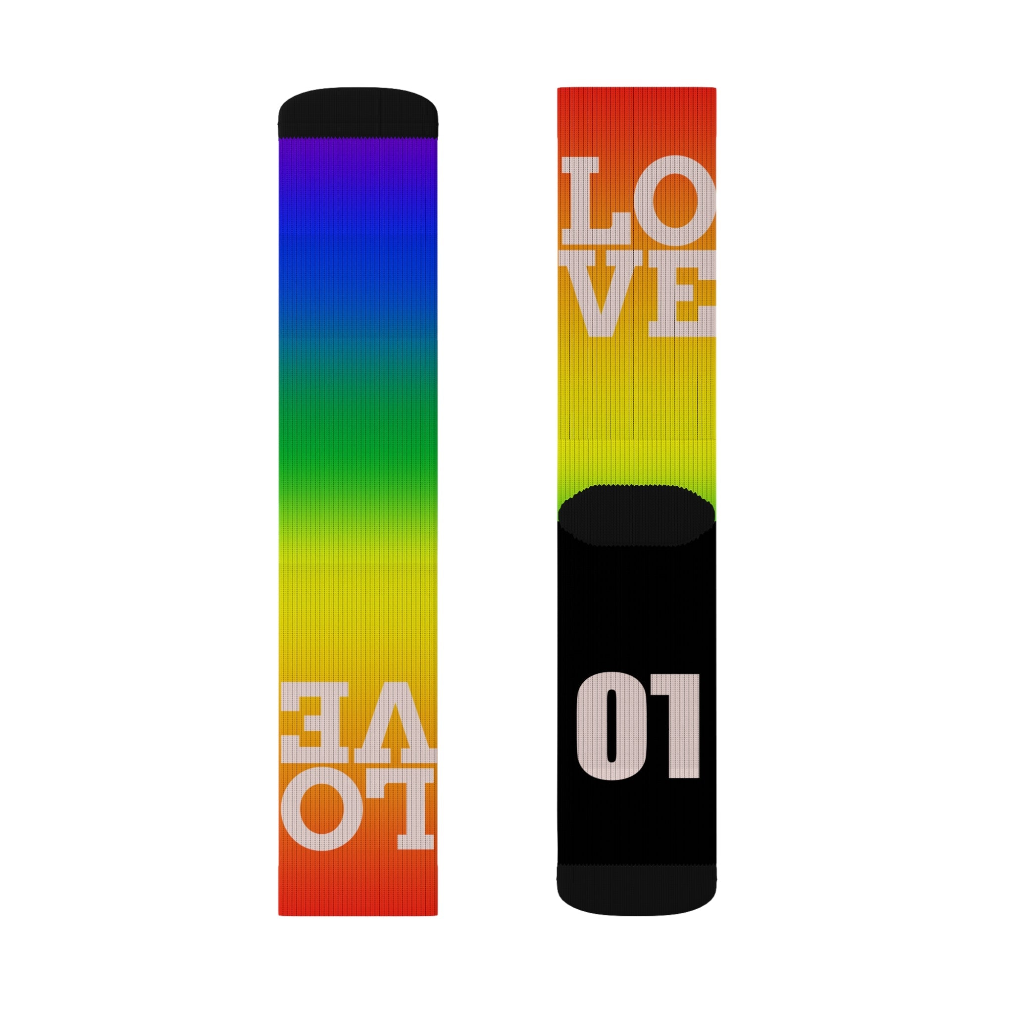 Pride Love Gradient Crew Socks LGBTQ+ Rainbow Design for Men Women | Equality Gift, Medium & Large Sizes - Creosox