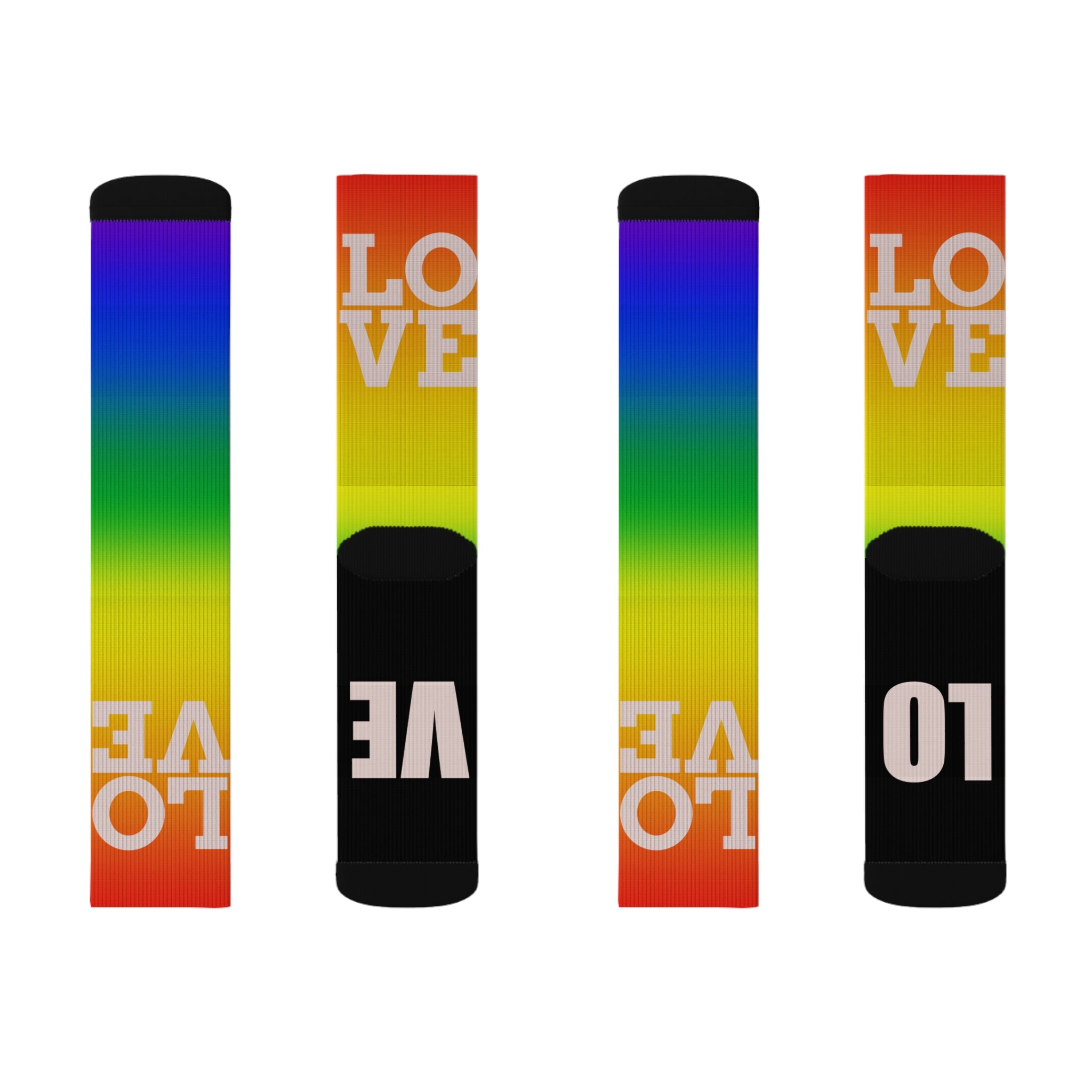 Pride Love Gradient Crew Socks LGBTQ+ Rainbow Design for Men Women | Equality Gift, Medium & Large Sizes - Creosox