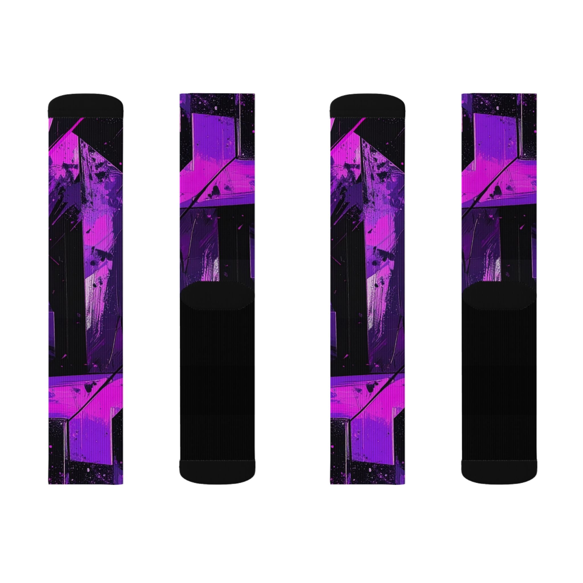 Purple Voltage Crew Socks Bold Streetwear for Men Women | Abstract Neon Gift, Medium & Large Sizes - Creosox