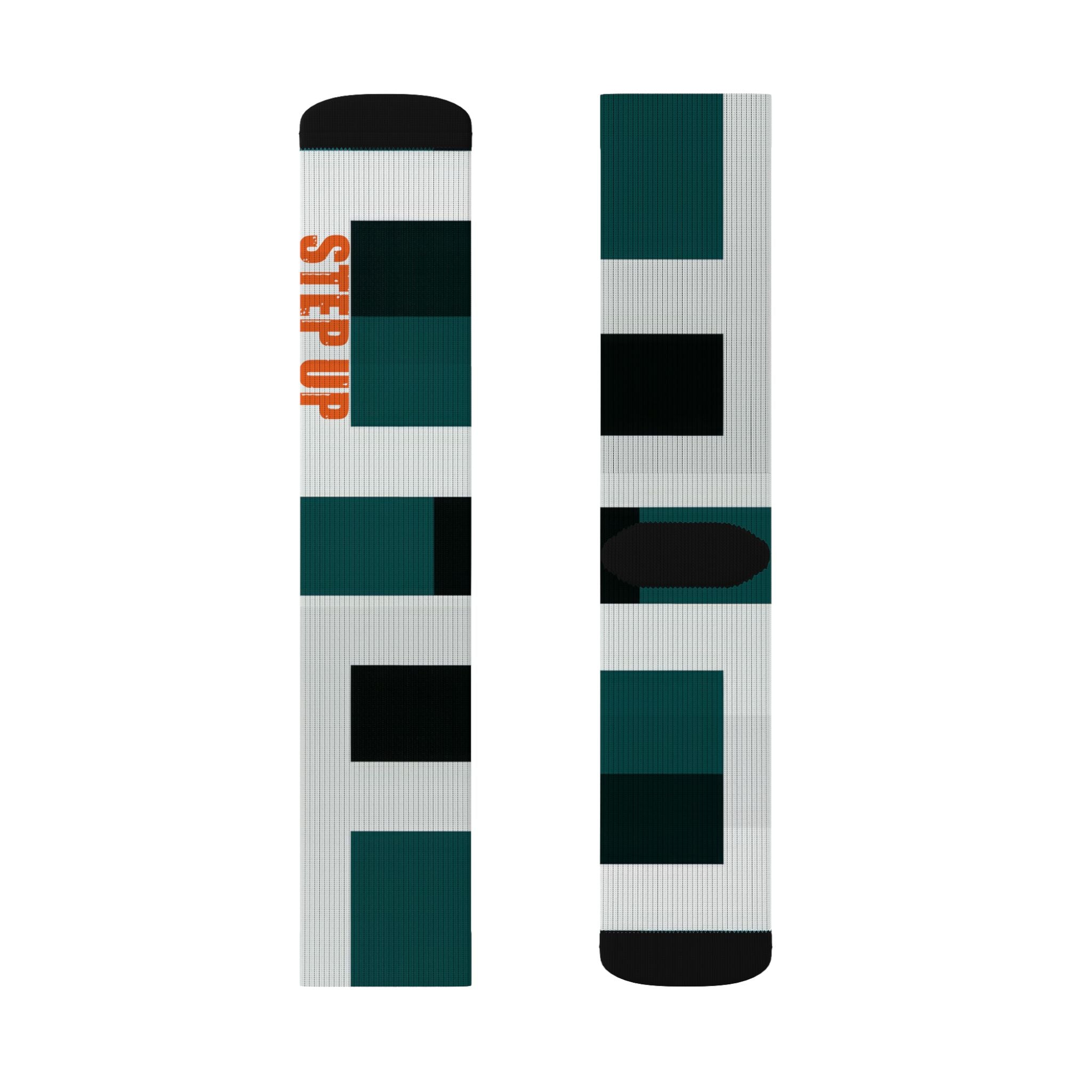 Step Up Move On Socks Bold Statement Crew Socks, Motivational Gift for Athletes Music Lovers - Creosox